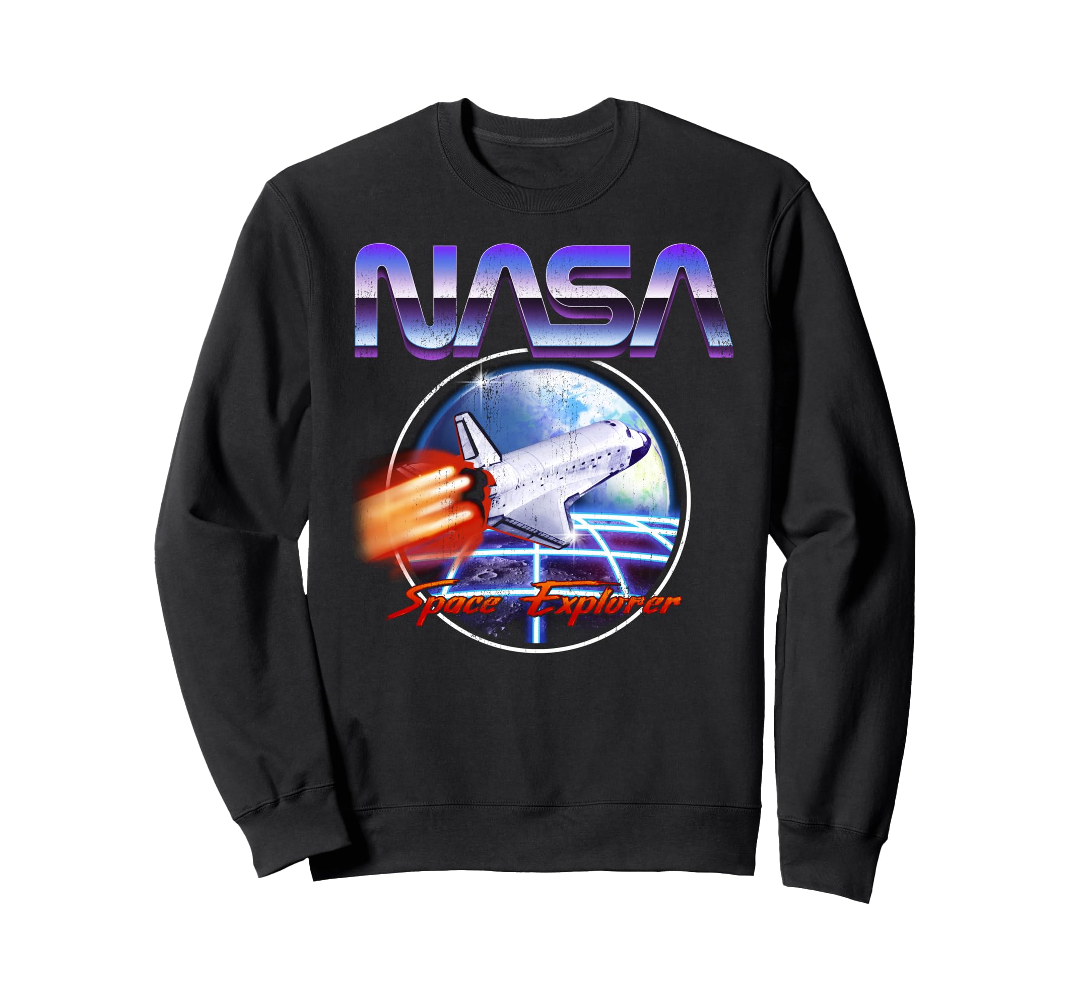 Nasa Space Explorer 80S Neon Chrome Sweatshirt - Fun Novelty Design Unisex - T-Shirt, Sweatshirt, Hoodie