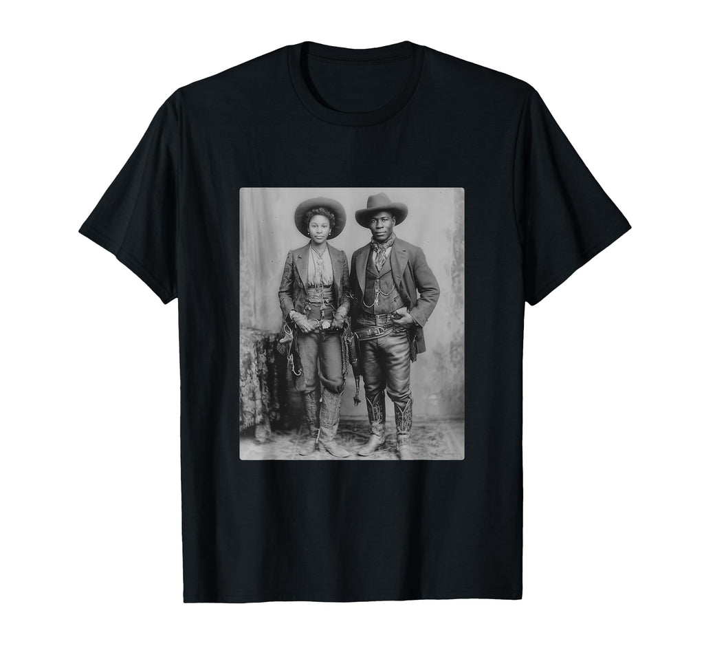 Black Cowboy Cowgirl Portrait Western T-Shirt - Graphic Print Men Women - T-Shirt, Sweatshirt, Hoodie
