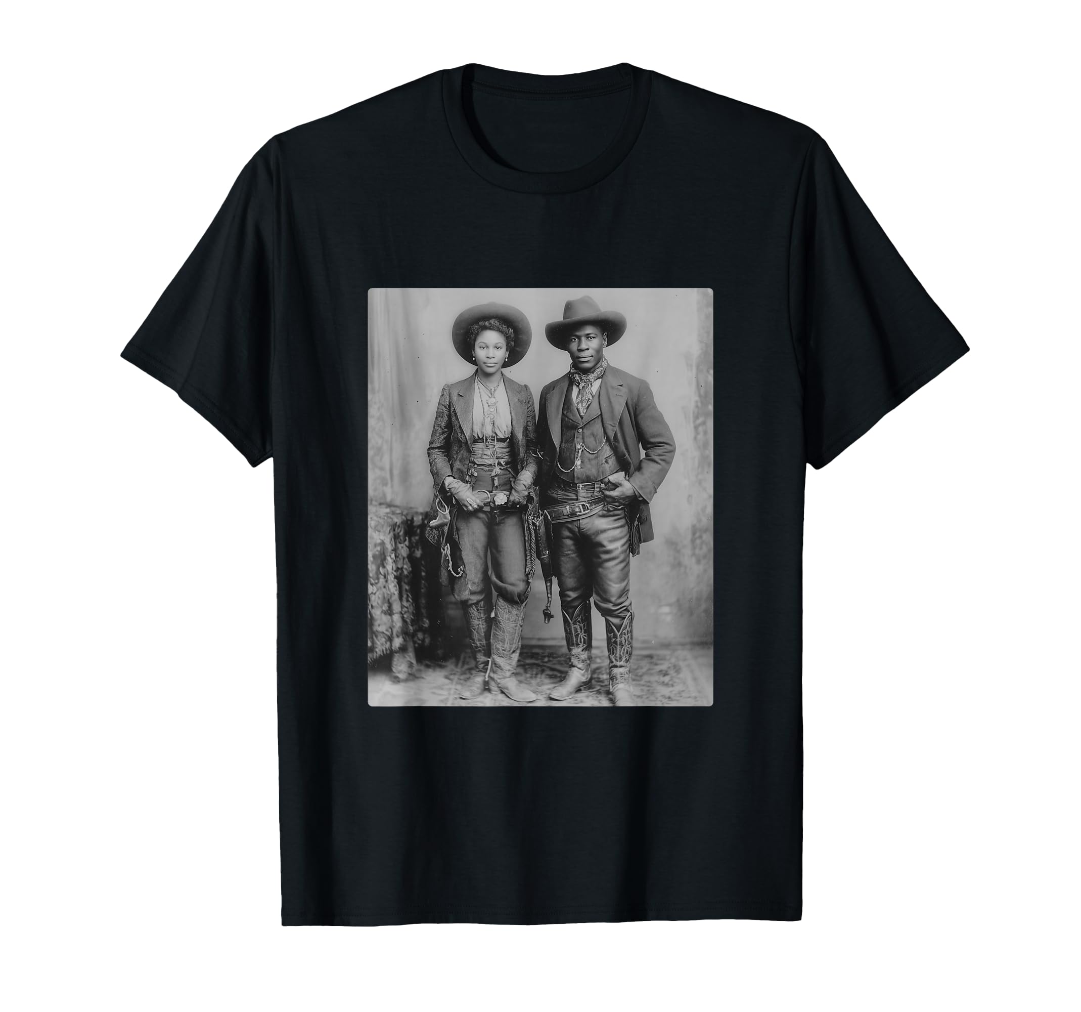 Black Cowboy Cowgirl Portrait Western T-Shirt - Graphic Print Men Women - T-Shirt, Sweatshirt, Hoodie