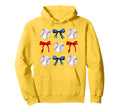 Red Blue Baseballs Bows Baseball Hoodie - Casual Everyday Wear Men Women - T-Shirt, Sweatshirt, Hoodie