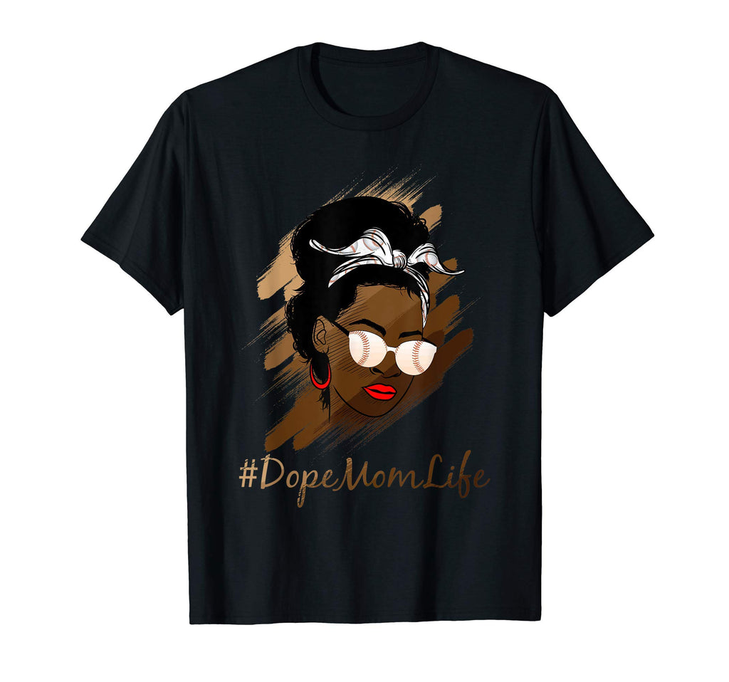 Baseball Black Melanin Mom Messy Bun T-Shirt - Novelty Apparel Men Women - T-Shirt, Sweatshirt, Hoodie