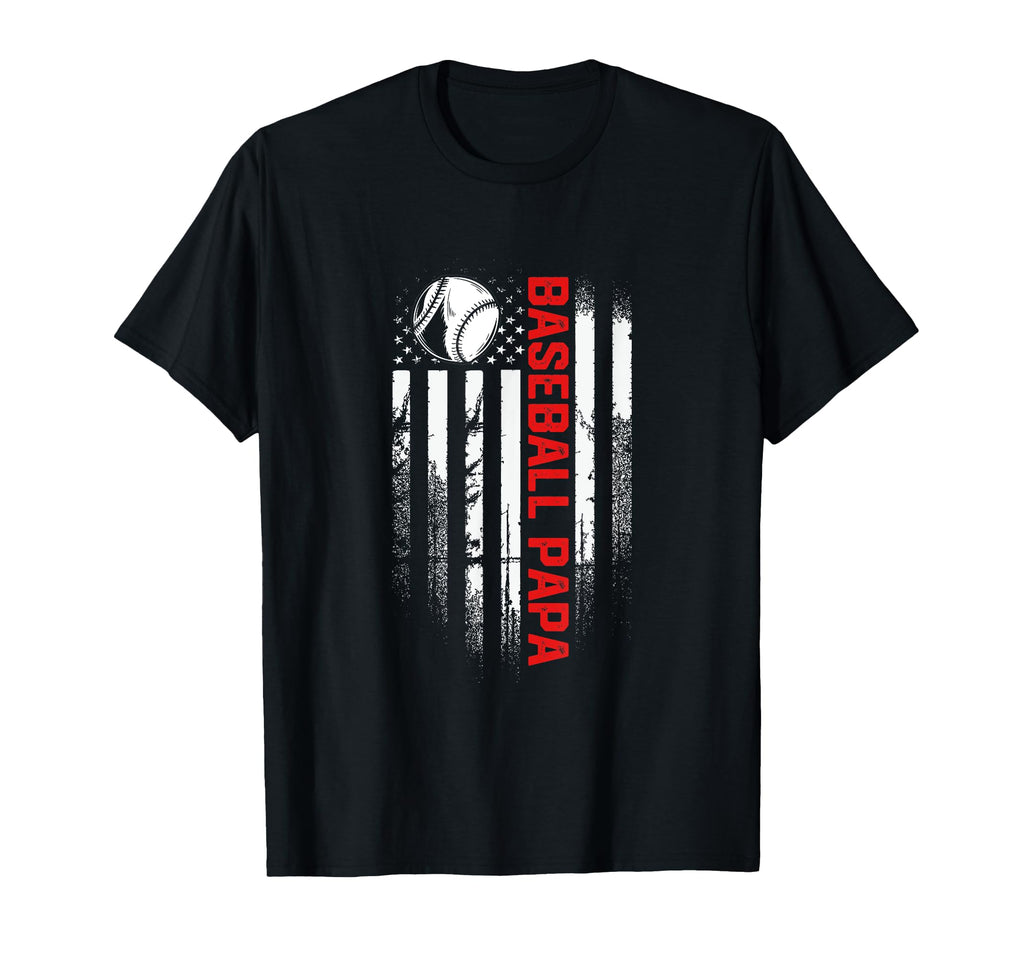 Baseball Papa Usa Flag Coach T-Shirt - Casual Everyday Wear for Adults - T-Shirt, Sweatshirt, Hoodie