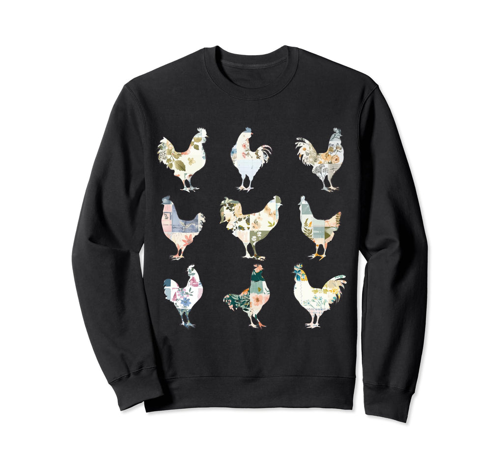 Womens Chicken Hen Boho Farmhouse Sweatshirt - Unique Graphic Men Women - T-Shirt, Sweatshirt, Hoodie