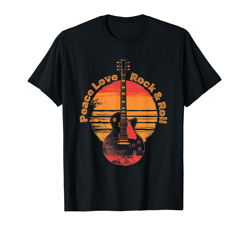 Peace Love Rock Roll Guitar Player T-Shirt - Custom Art Print for Adults - T-Shirt, Sweatshirt, Hoodie