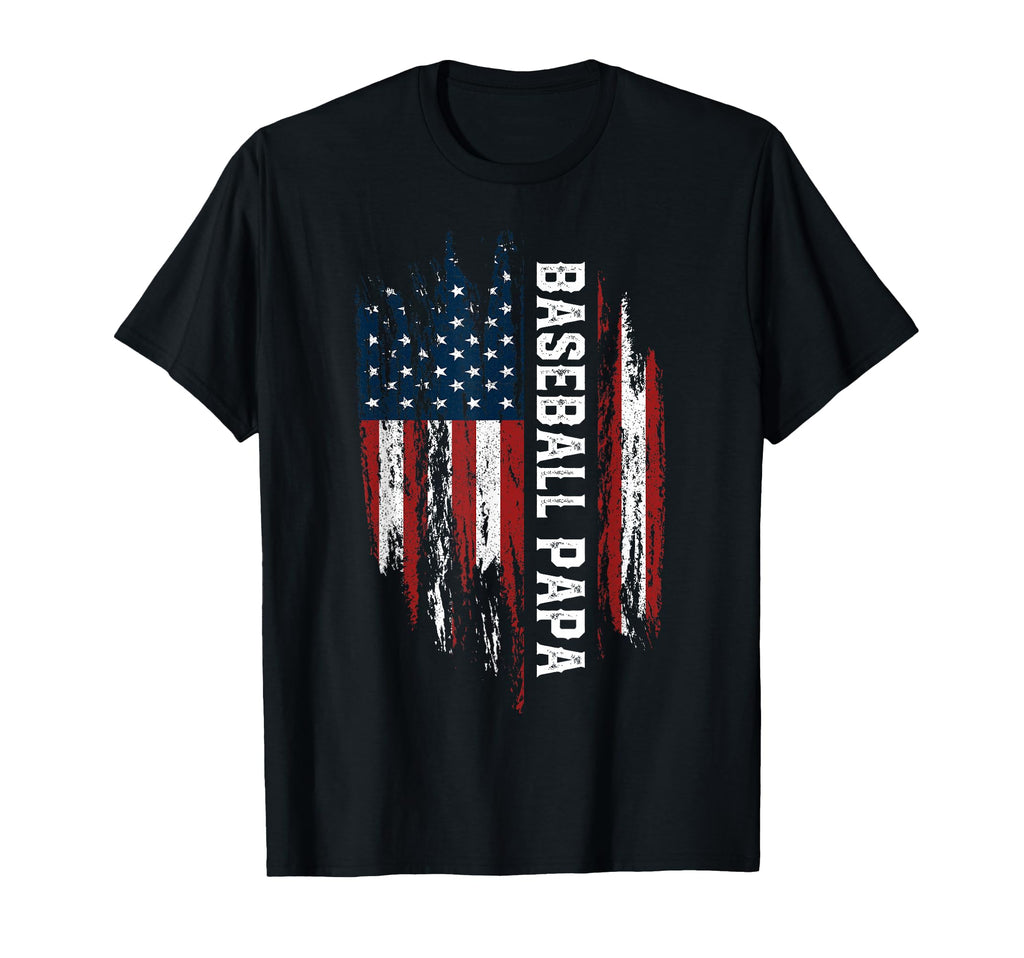 Baseball Papa American Flag Grandpa T-Shirt - Trendy Graphic for Adults - T-Shirt, Sweatshirt, Hoodie