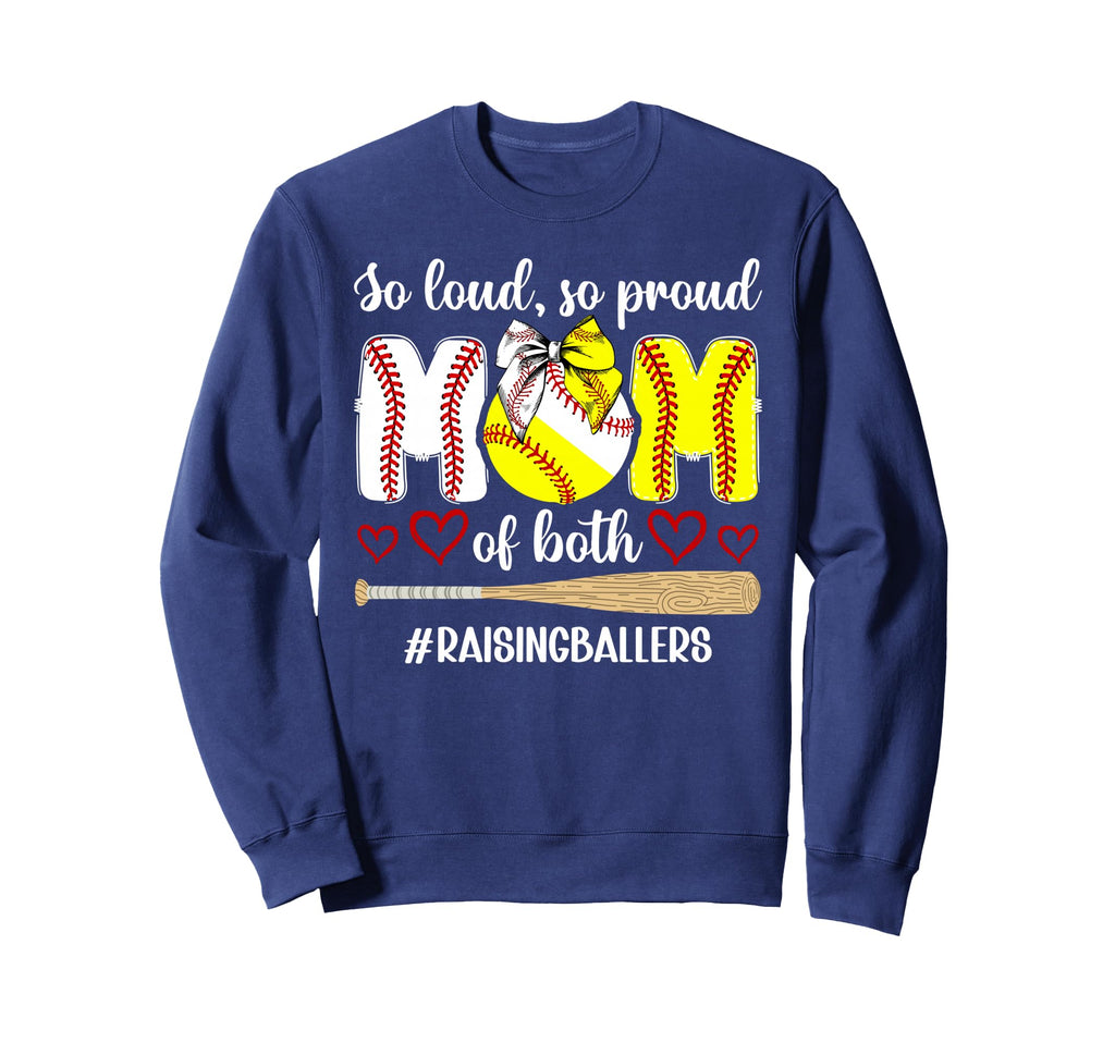 Mom Both Raising Ballers Baseball Sweatshirt - Unique Graphic Unisex - T-Shirt, Sweatshirt, Hoodie
