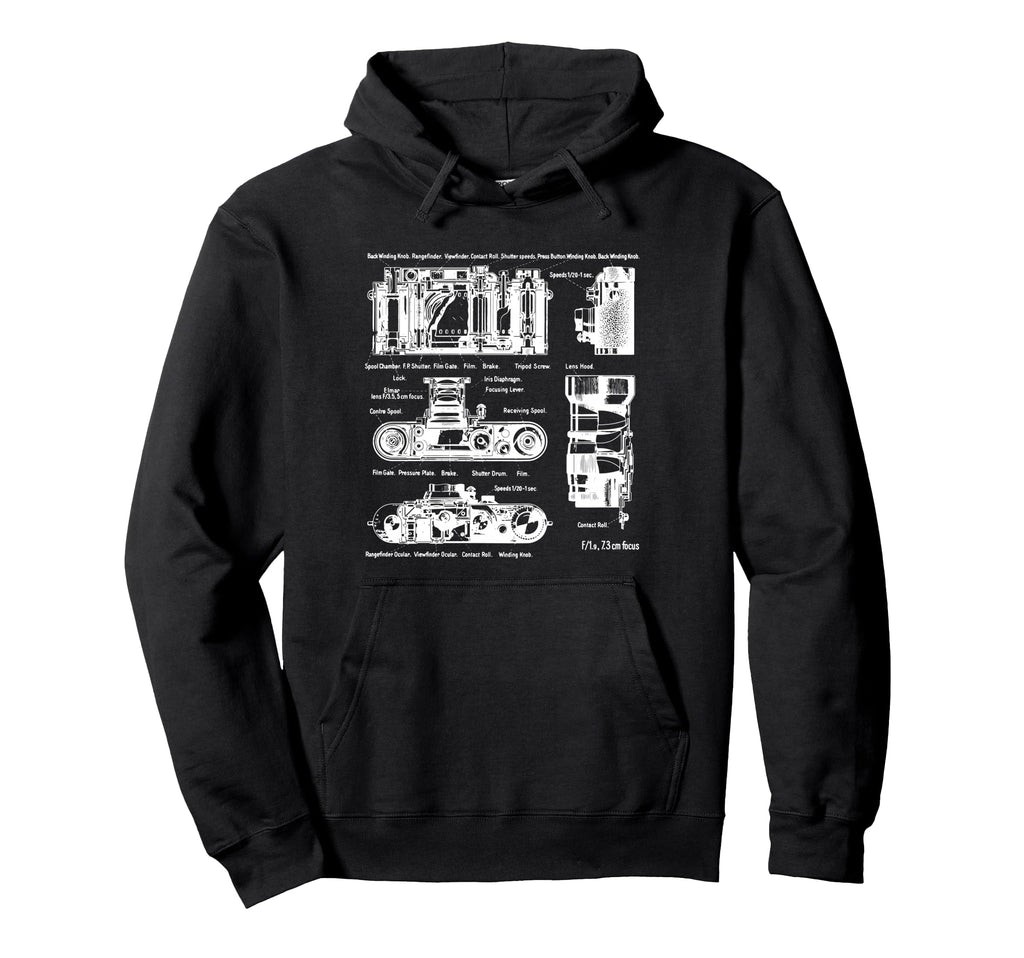 Low Aperture F1 9 Film Camera Diagram Hoodie - Unique Graphic for Adults - T-Shirt, Sweatshirt, Hoodie