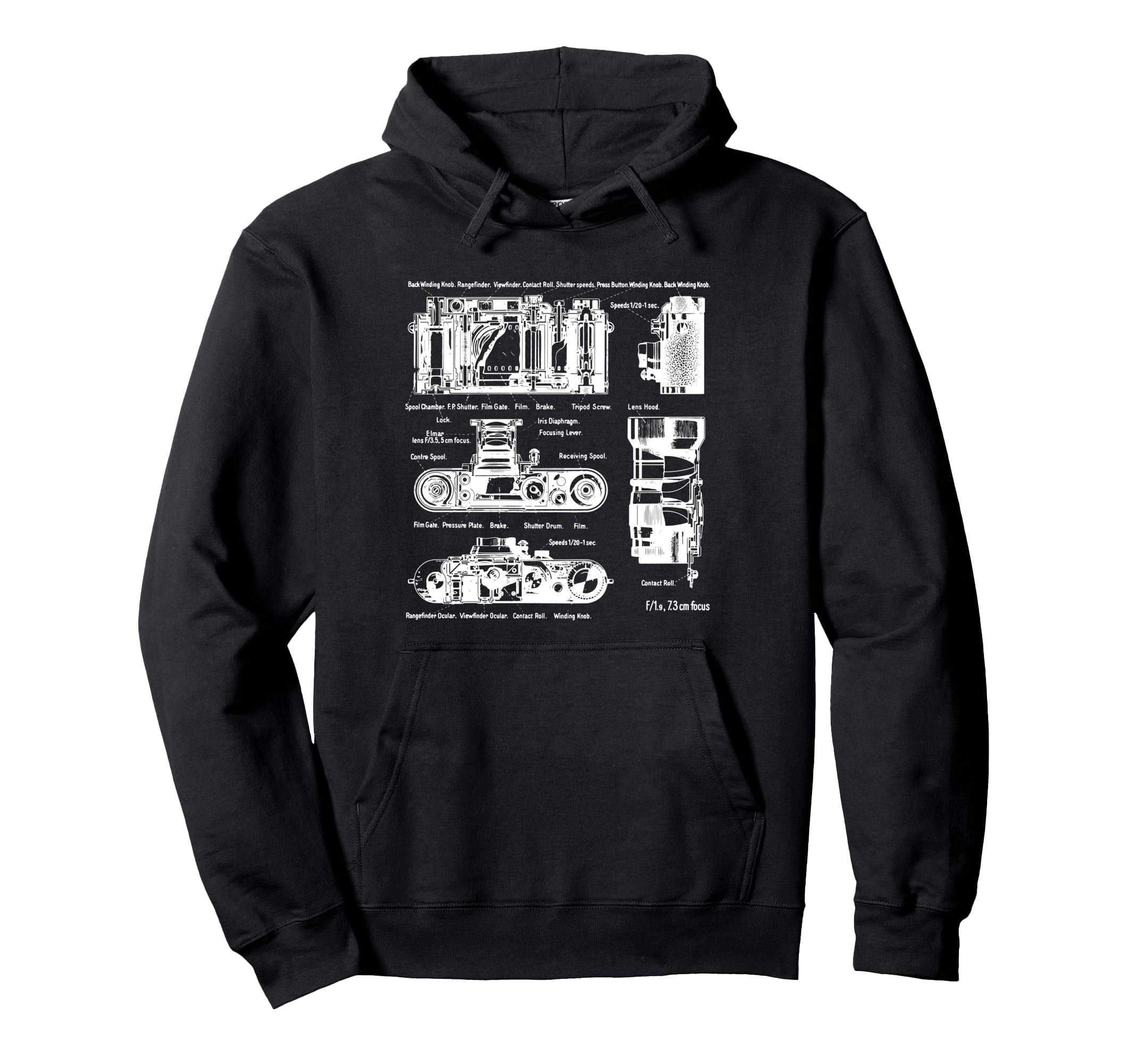 Low Aperture F1 9 Film Camera Diagram Hoodie - Unique Graphic for Adults - T-Shirt, Sweatshirt, Hoodie