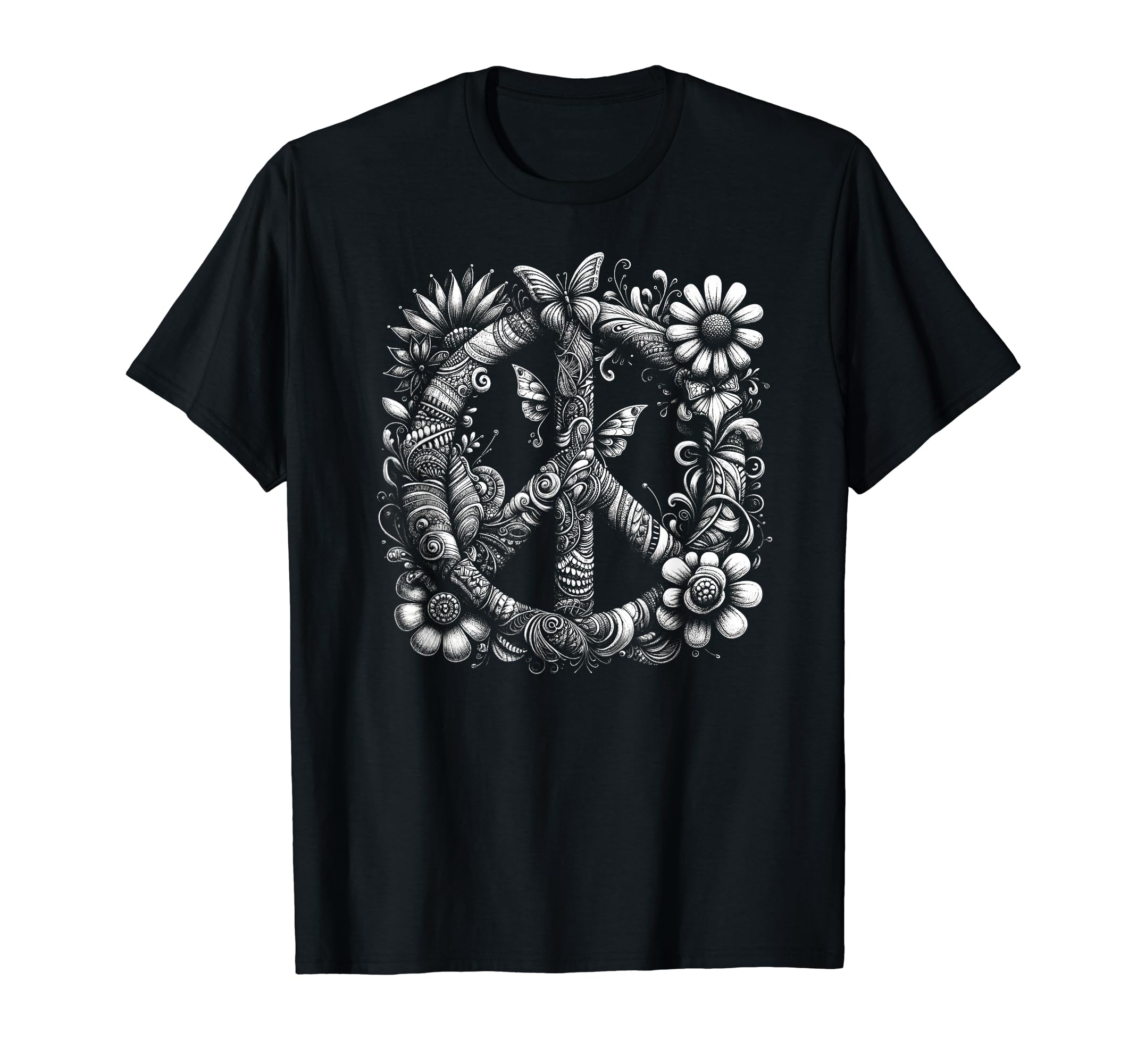 60S 70S Peace Love And Groovy Flower T-Shirt - Minimalist Print for Adults - T-Shirt, Sweatshirt, Hoodie