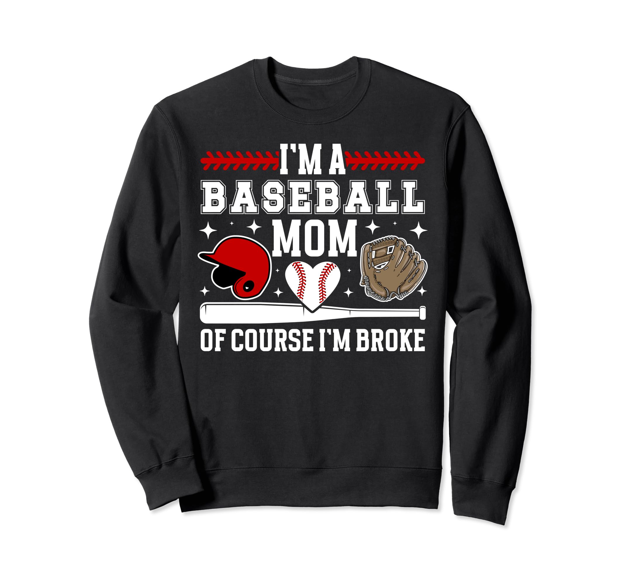 Im Baseball Mom Baseball Player Mama Sweatshirt - Graphic Print Men Women - T-Shirt, Sweatshirt, Hoodie