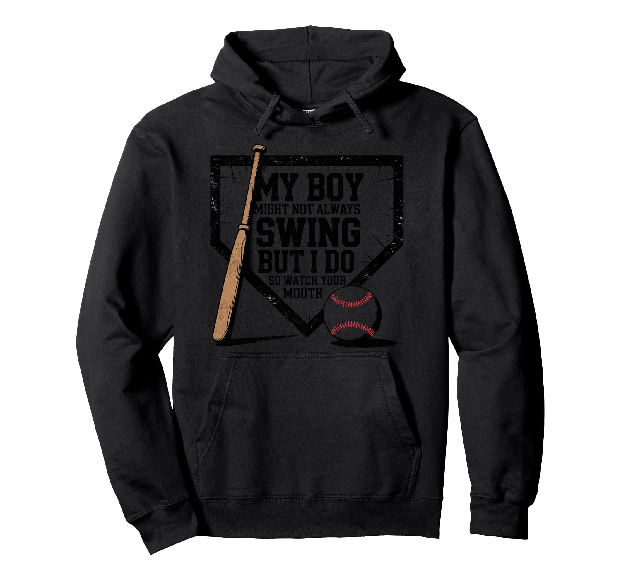 My Might Not Always Swing Baseball Hoodie - Fun Novelty Design for Adults - T-Shirt, Sweatshirt, Hoodie