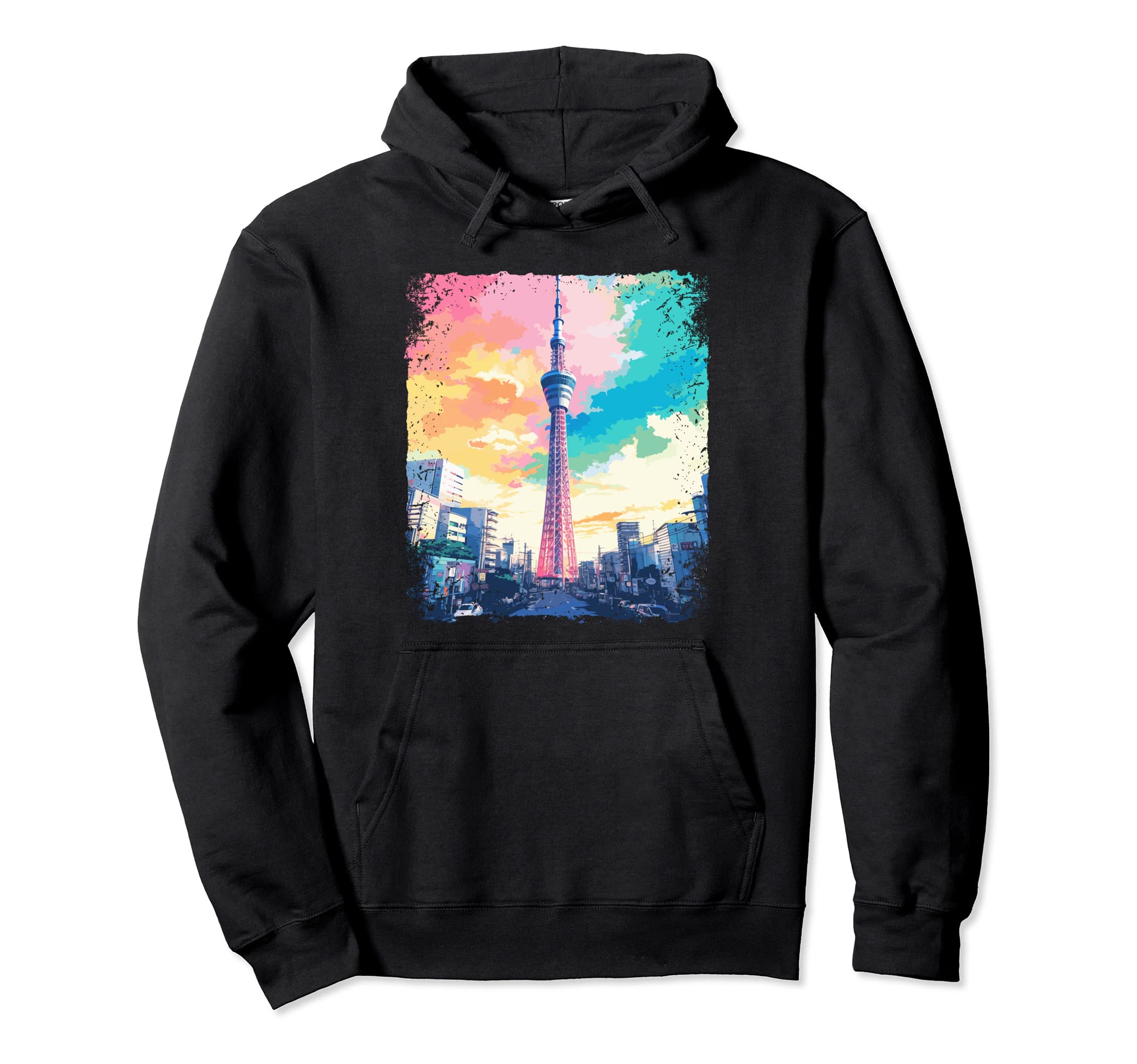 Tokyo Skytree Japan Vaporwave Aesthetic Hoodie - Novelty Apparel Men Women - T-Shirt, Sweatshirt, Hoodie