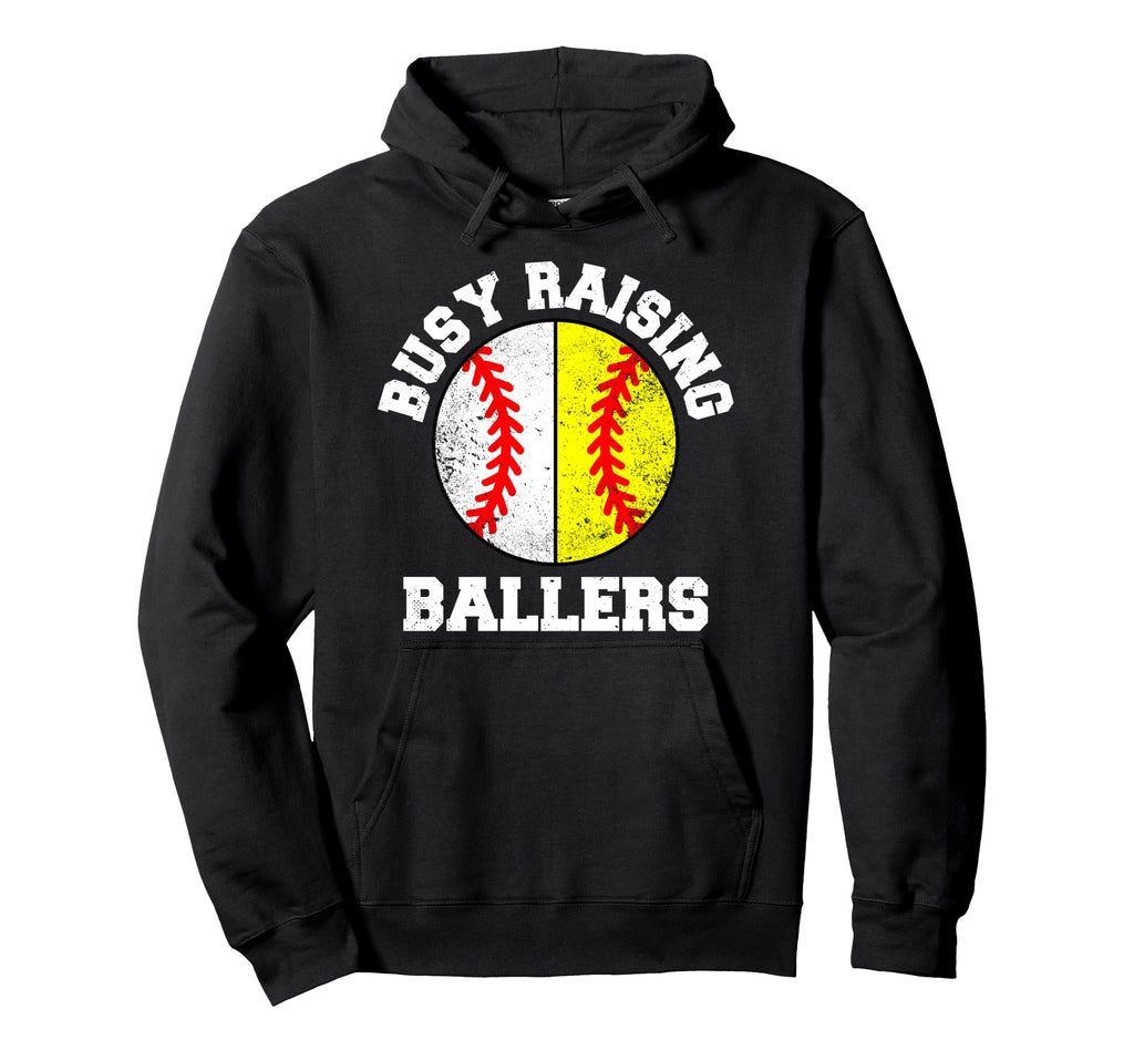 Busy Raising Ballers Funny Baseball Hoodie - Graphic Print Men Women - T-Shirt, Sweatshirt, Hoodie