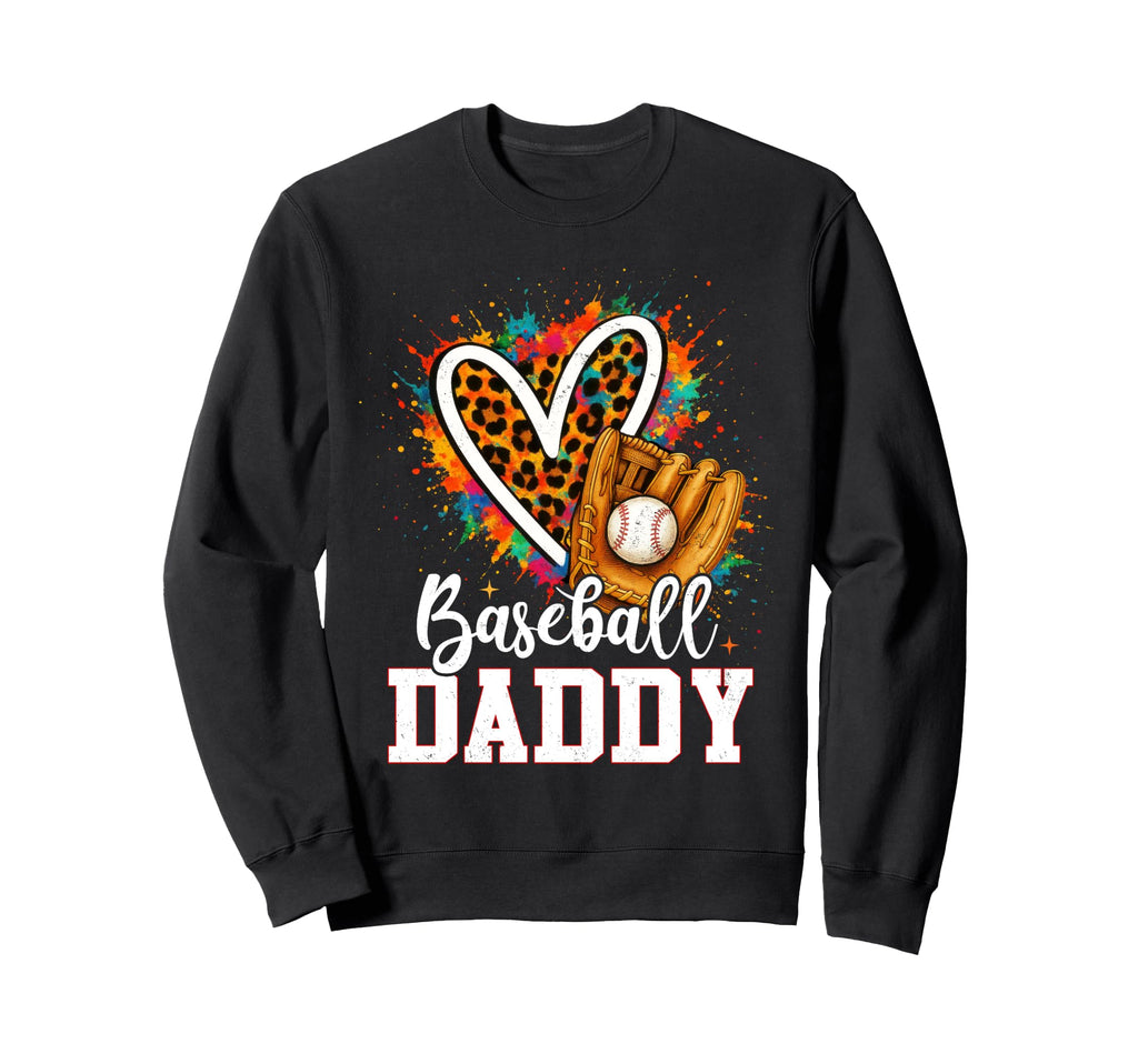 Baseball Daddy Leopard Heart Sweatshirt - Streetwear Style for Adults - T-Shirt, Sweatshirt, Hoodie
