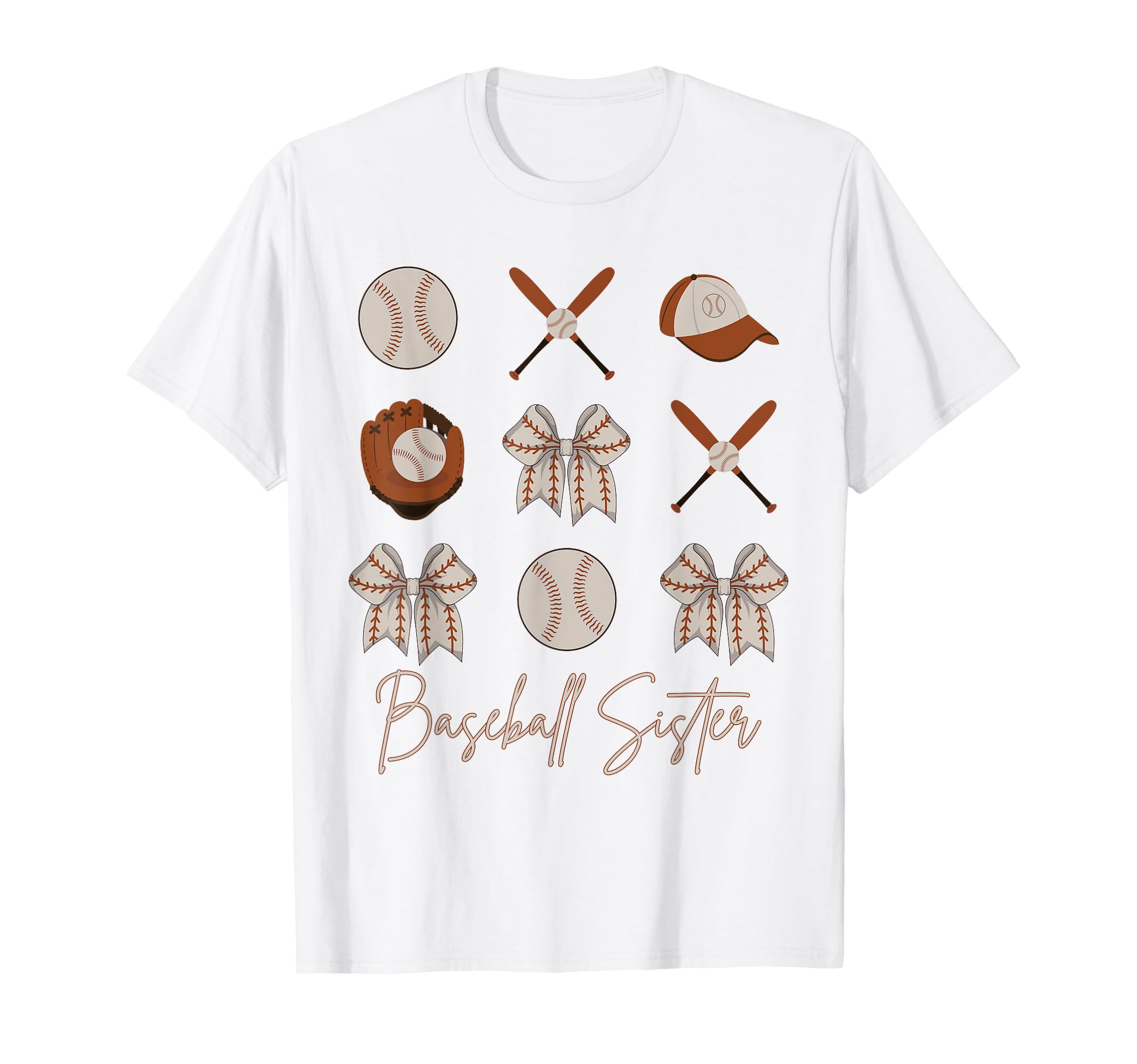 Baseball Sister Coquette Bow Cheer T-Shirt - Minimalist Print for Adults - T-Shirt, Sweatshirt, Hoodie