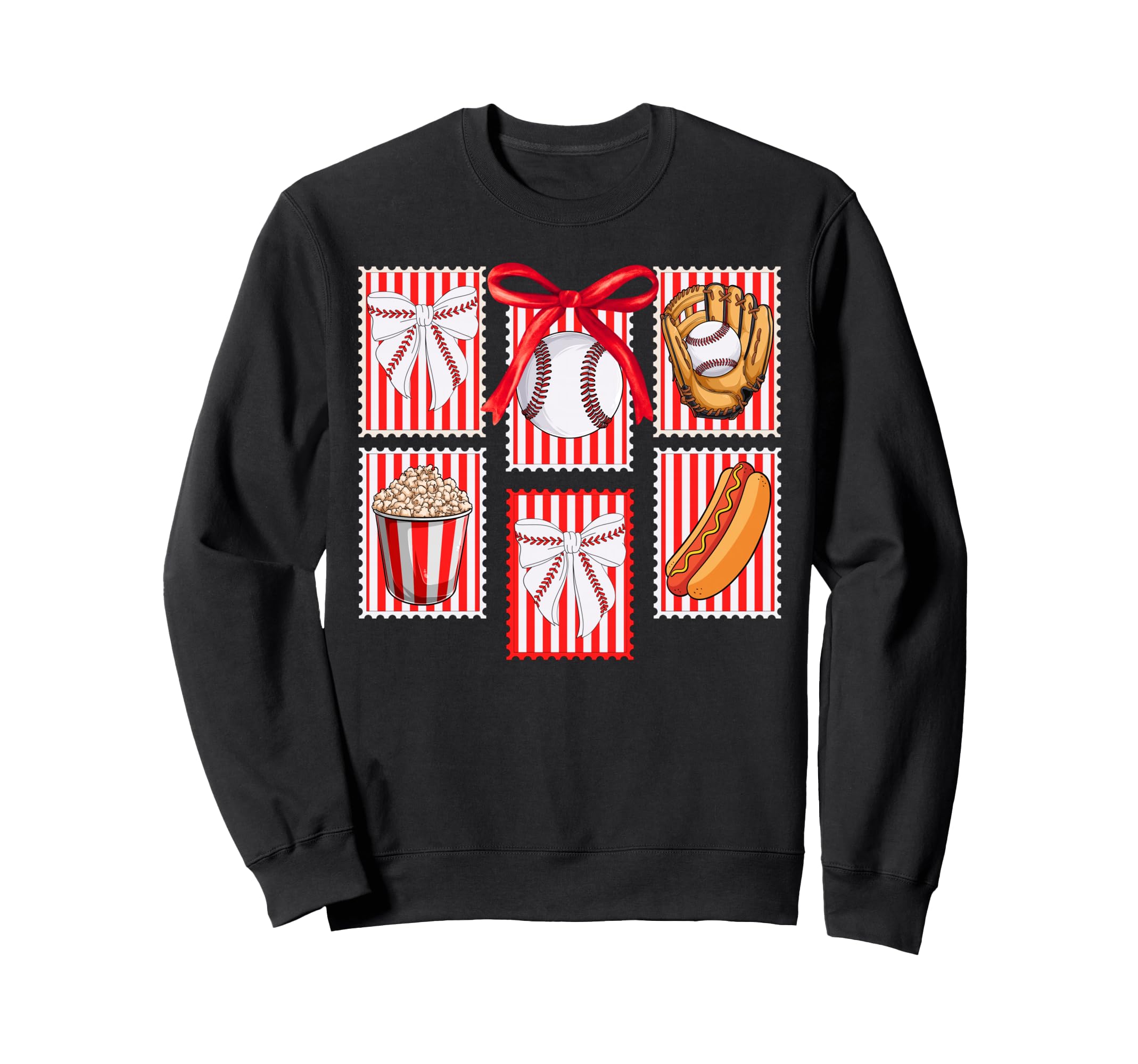 Baseball Stamps Coquette Bow Baseball Sweatshirt - Trendy Graphic Unisex - T-Shirt, Sweatshirt, Hoodie