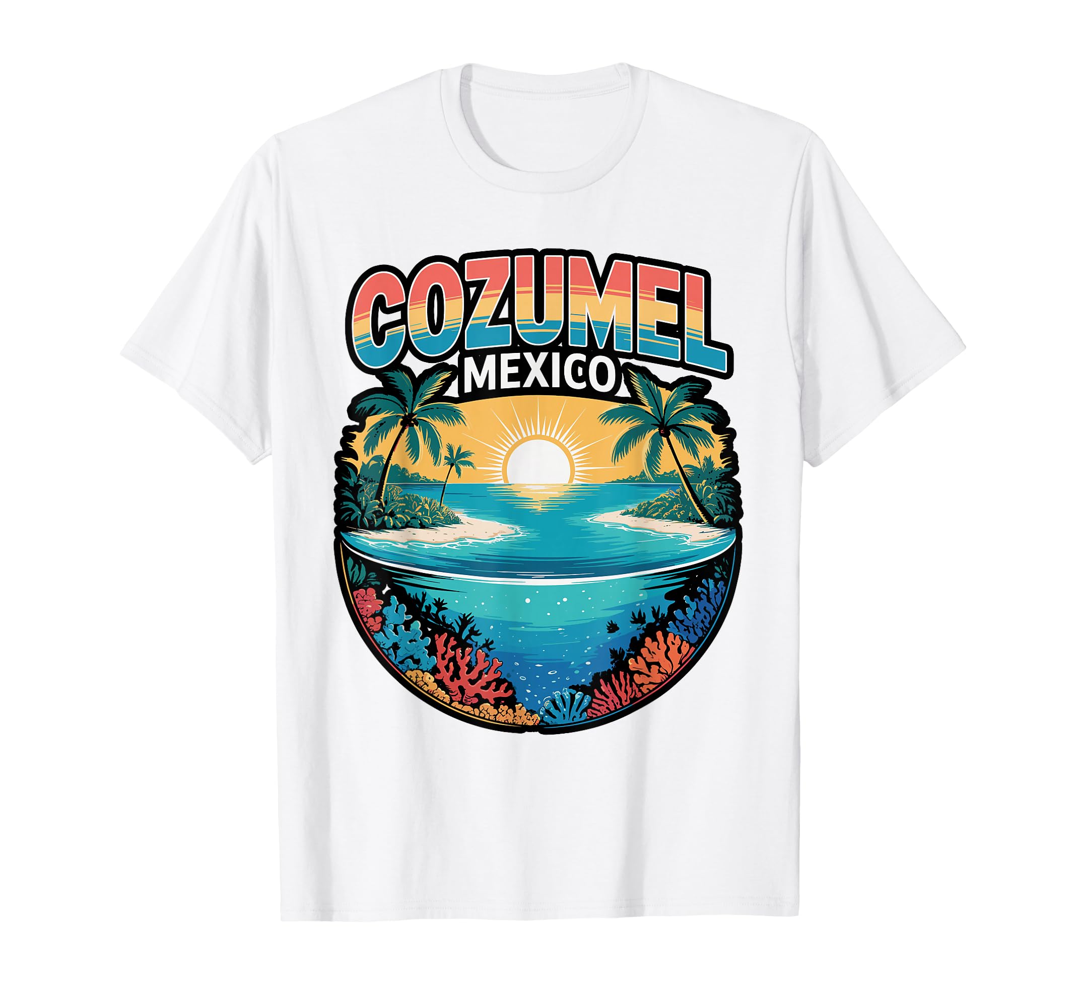 Cozumel Mexico Palm Sunset T-Shirt - Fun Novelty Design Unisex - T-Shirt, Sweatshirt, Hoodie