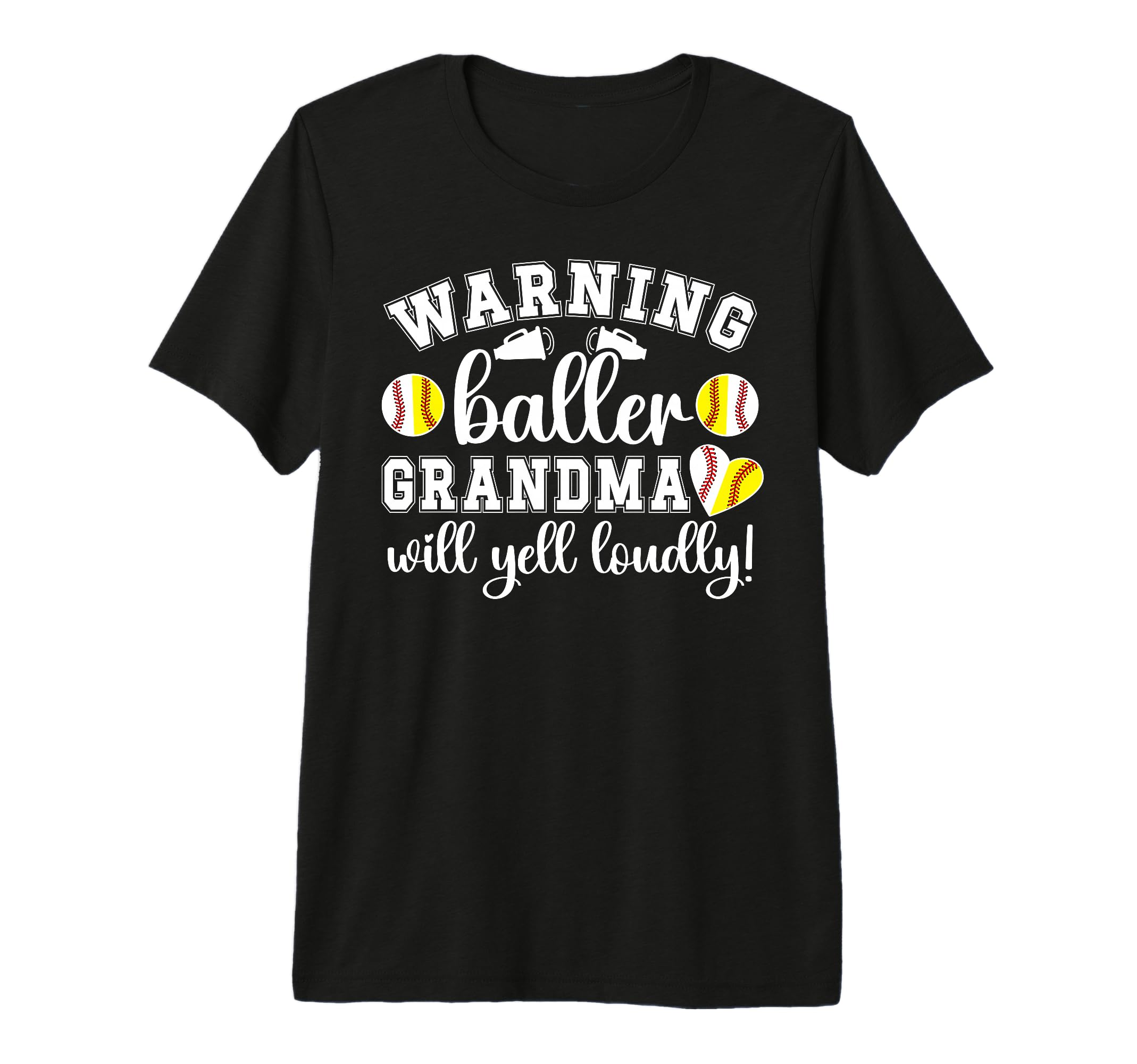 Baller Grandma Will Yell Loudly Softball T-Shirt - Custom Art Print Unisex - T-Shirt, Sweatshirt, Hoodie