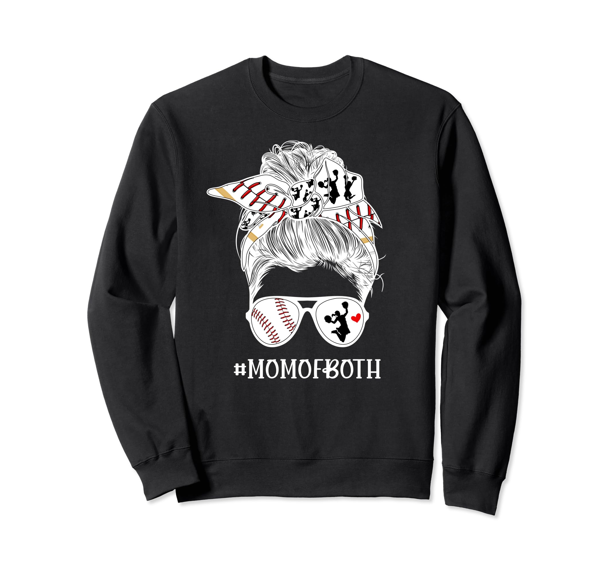 Mom Both Messy Bun Cheerleader Sweatshirt - Minimalist Print Unisex - T-Shirt, Sweatshirt, Hoodie