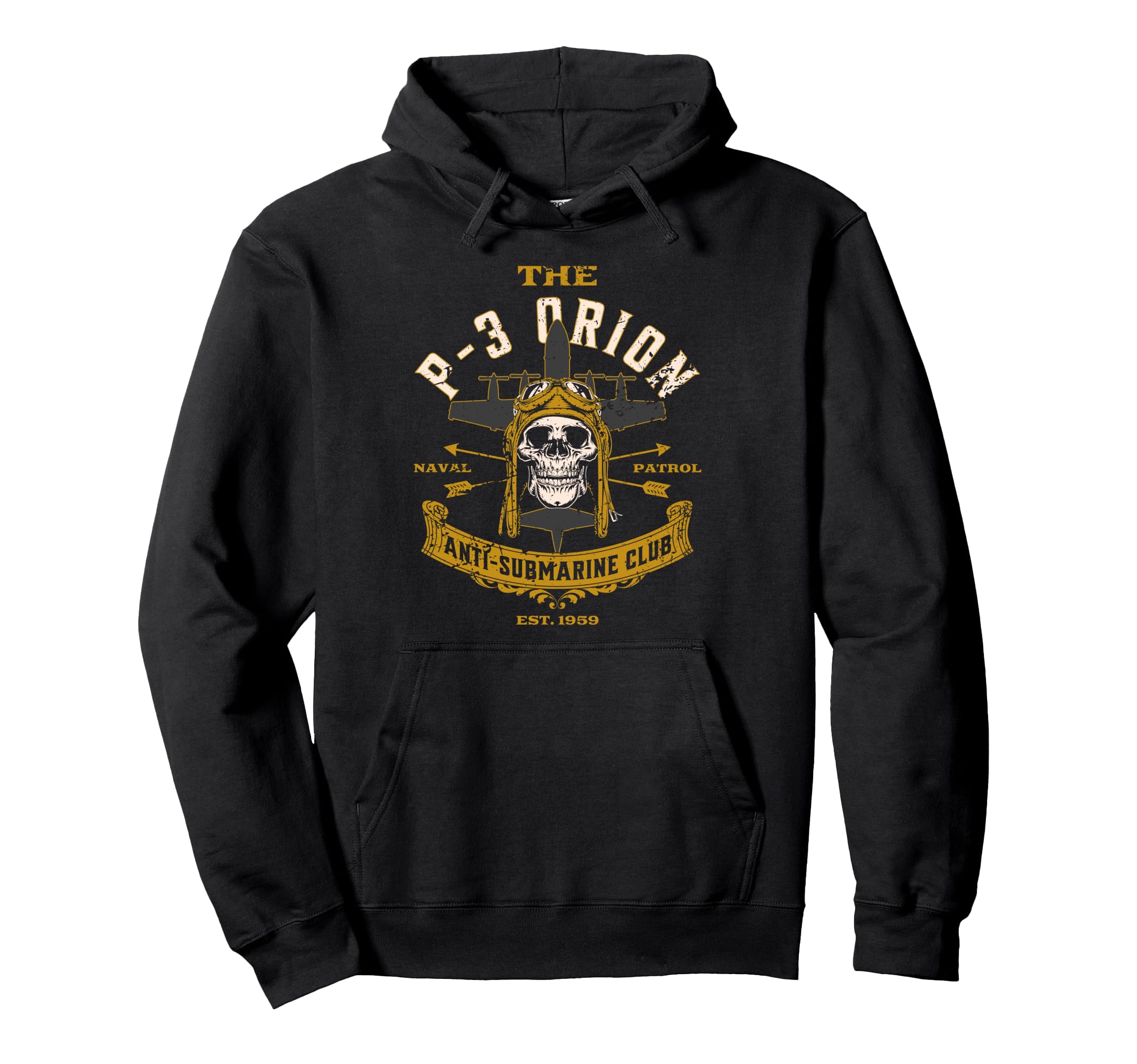 P 3 Anti Submarine Aircraft Skull Hoodie - Casual Everyday Wear for Adults - T-Shirt, Sweatshirt, Hoodie