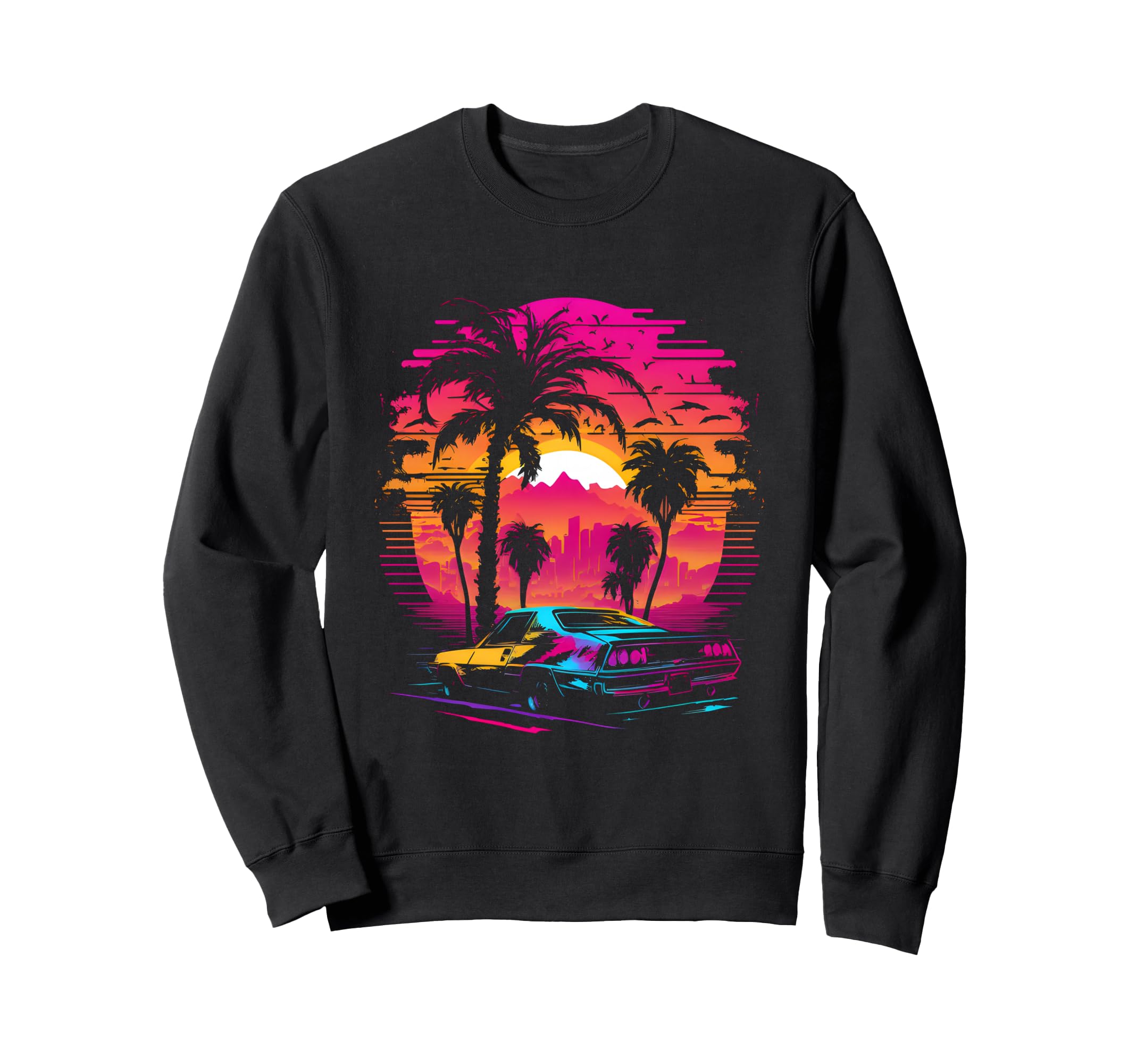 Retrowave Synthwave Aesthetic Sweatshirt - Custom Art Print Men Women - T-Shirt, Sweatshirt, Hoodie