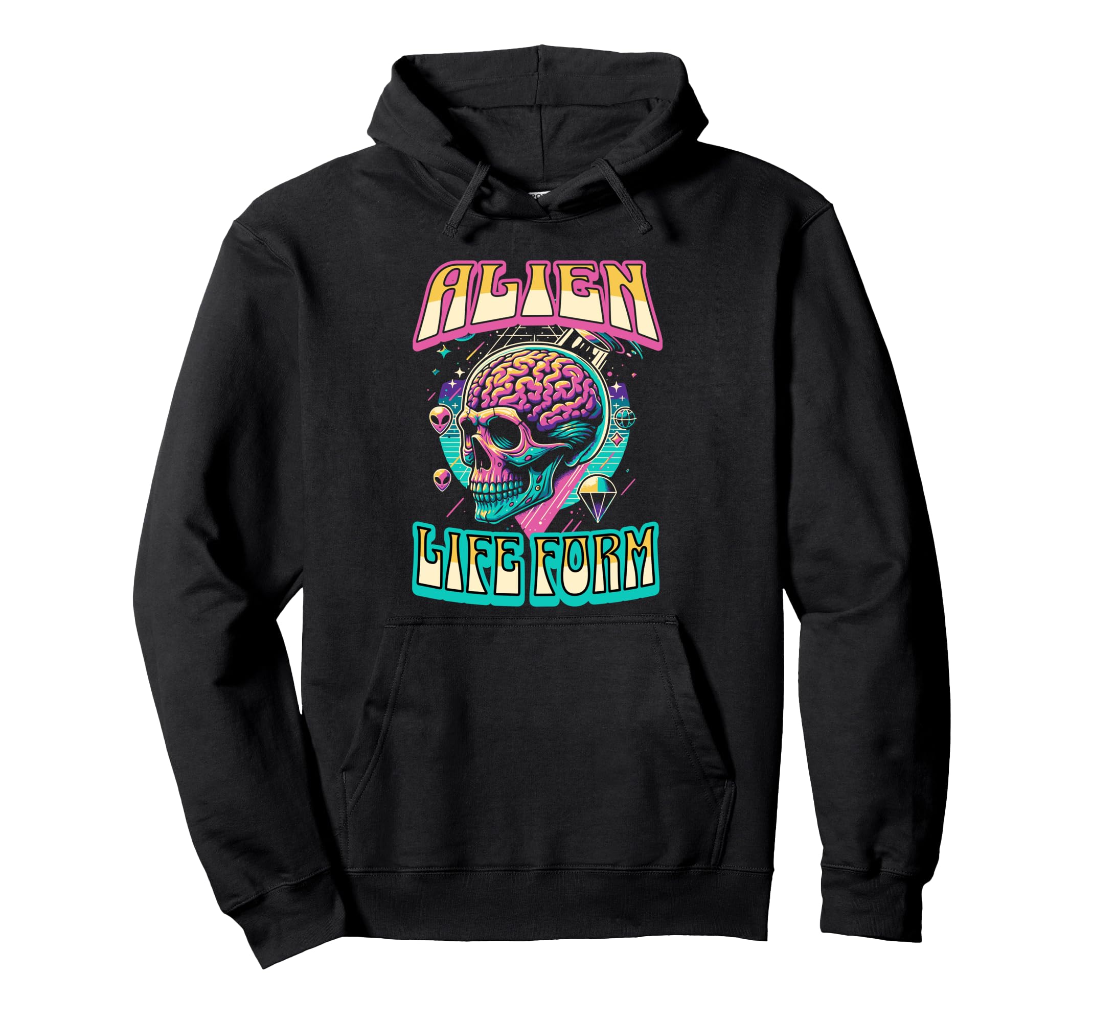 Alien Life Form Alien Head Colorful Hoodie - Streetwear Style for Adults - T-Shirt, Sweatshirt, Hoodie