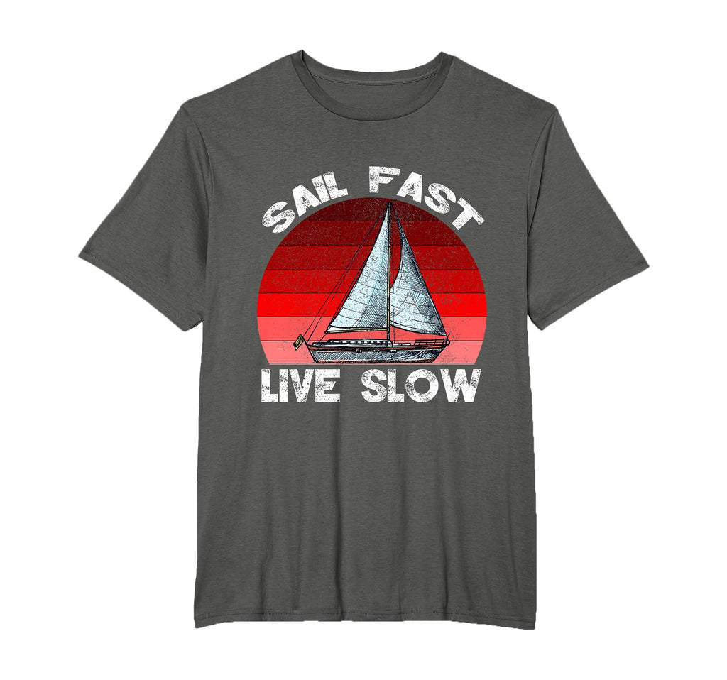 Sail Fast Live Slow Distressed T-Shirt - Custom Art Print Unisex - T-Shirt, Sweatshirt, Hoodie