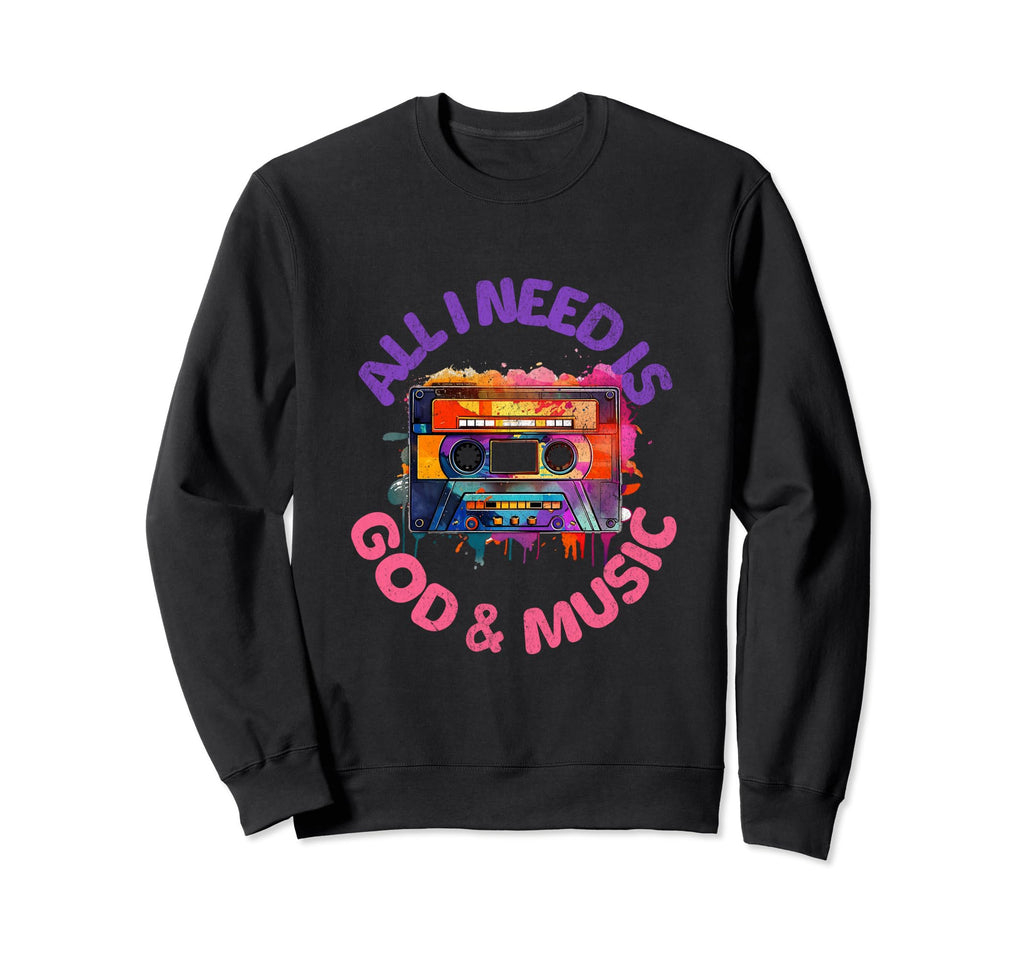 God Music Cassette Tape Boombox Sweatshirt - Trendy Graphic for Adults - T-Shirt, Sweatshirt, Hoodie