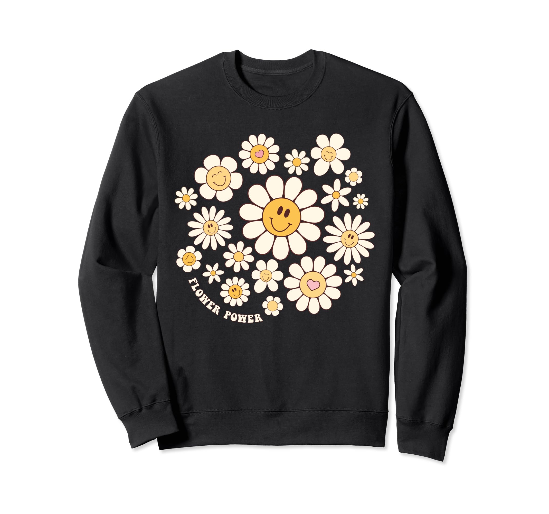 Flower Power Smile Face Flower Sweatshirt - Minimalist Print Men Women - T-Shirt, Sweatshirt, Hoodie