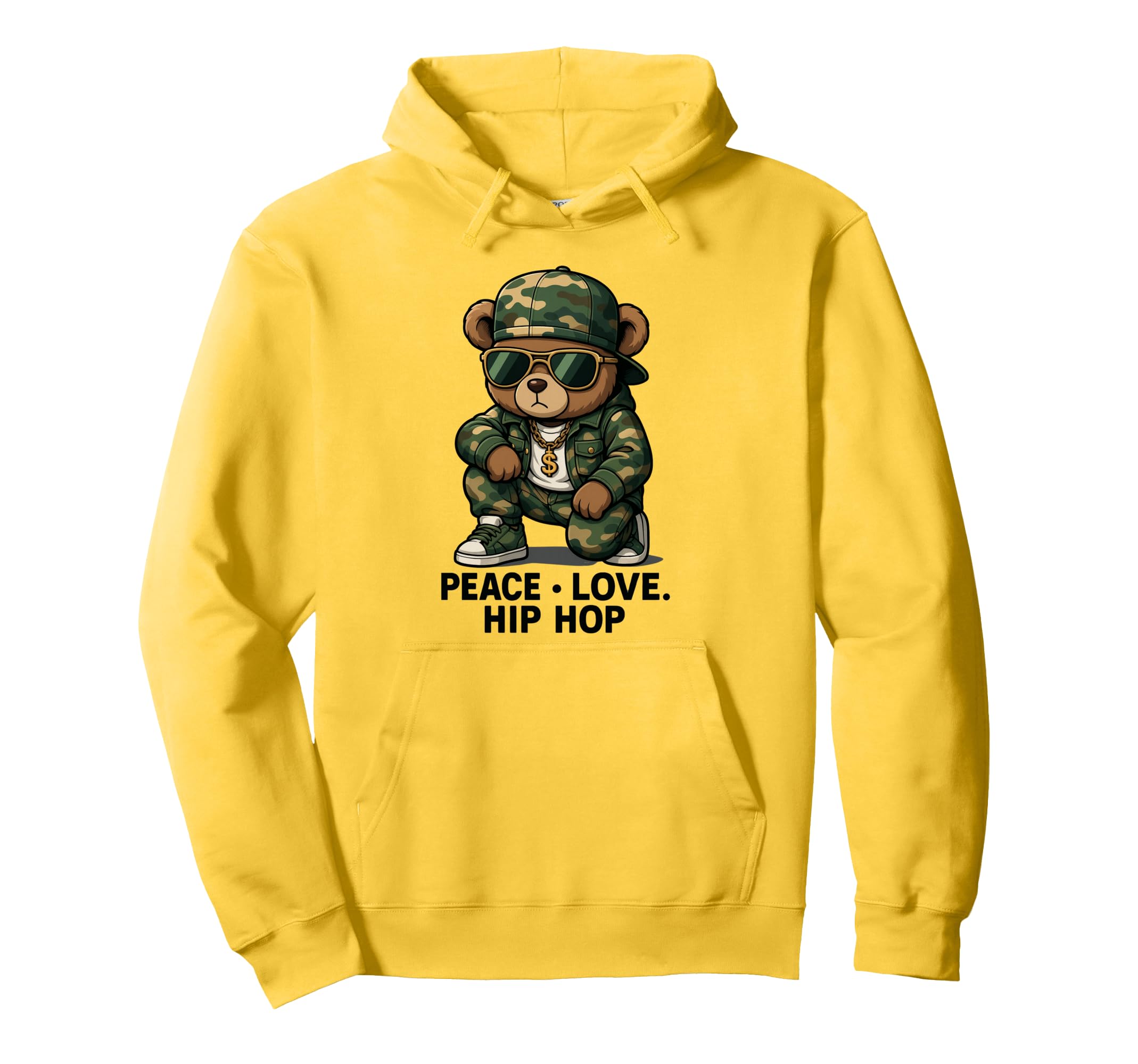 Camouflage Rapper Teddy Bear Camo 80S Hoodie - Unique Graphic Men Women - T-Shirt, Sweatshirt, Hoodie