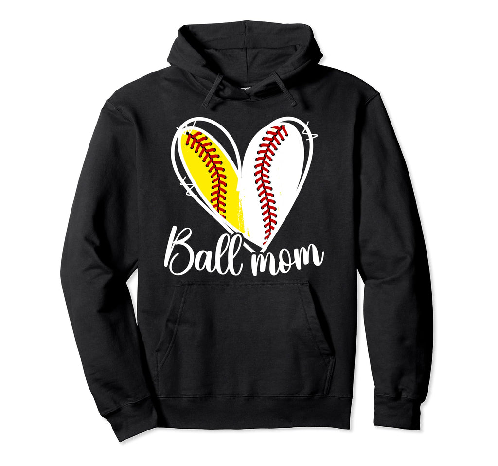 Ball Mom Baseball Softball Mom Softball Hoodie - Graphic Print Unisex - T-Shirt, Sweatshirt, Hoodie