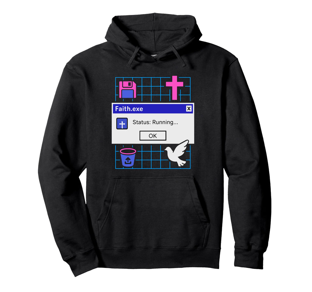 Faith Exe Running Faithwave Christian Hoodie - Minimalist Print for Adults - T-Shirt, Sweatshirt, Hoodie
