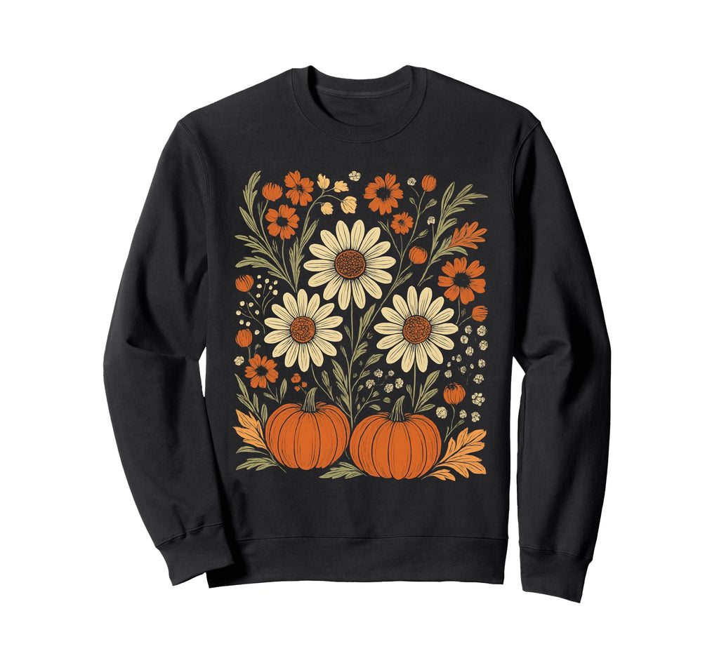 Floral Pumpkin Fall Boho Sweatshirt - Trendy Graphic Unisex - T-Shirt, Sweatshirt, Hoodie