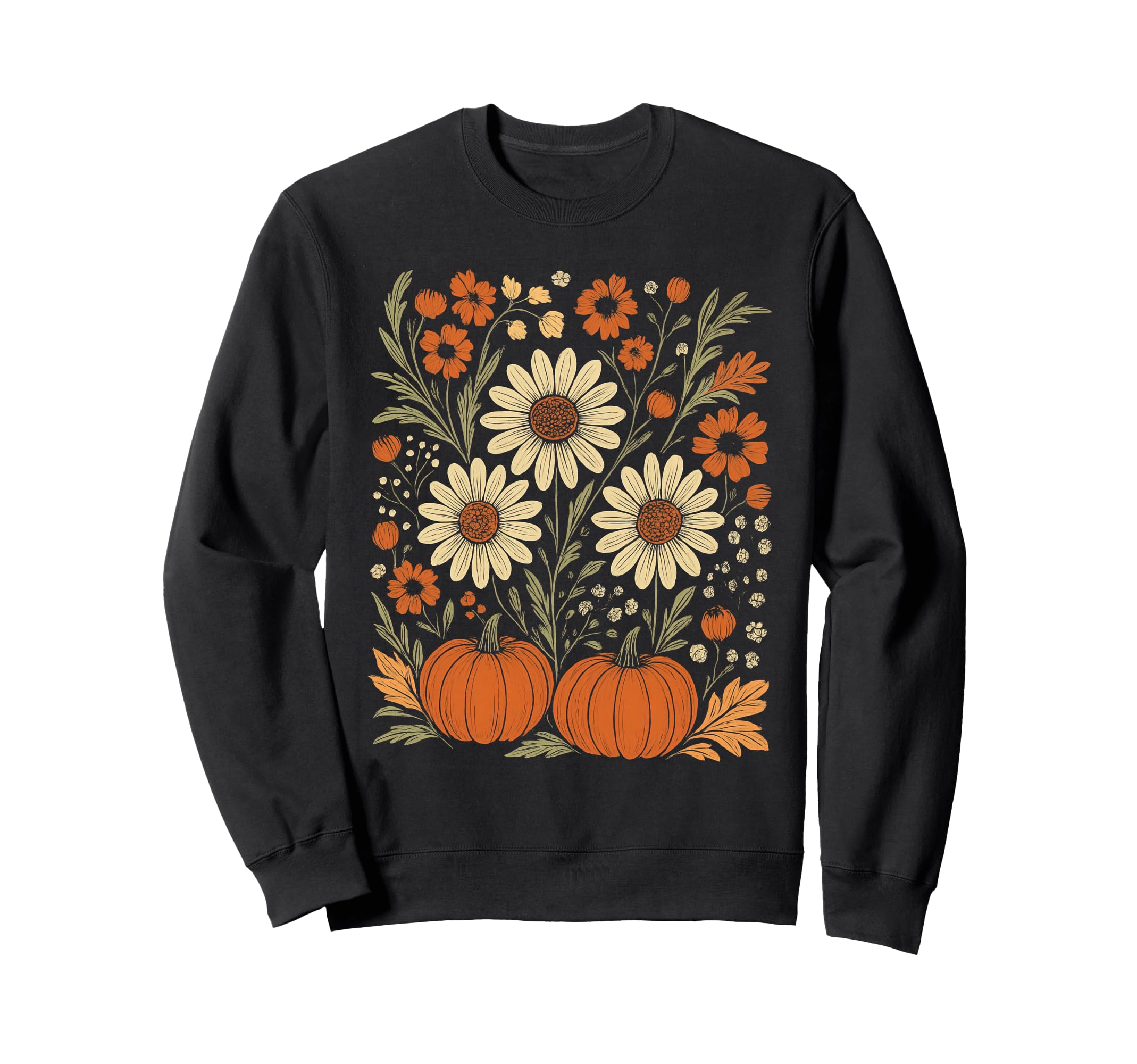 Floral Pumpkin Fall Boho Sweatshirt - Trendy Graphic Unisex - T-Shirt, Sweatshirt, Hoodie