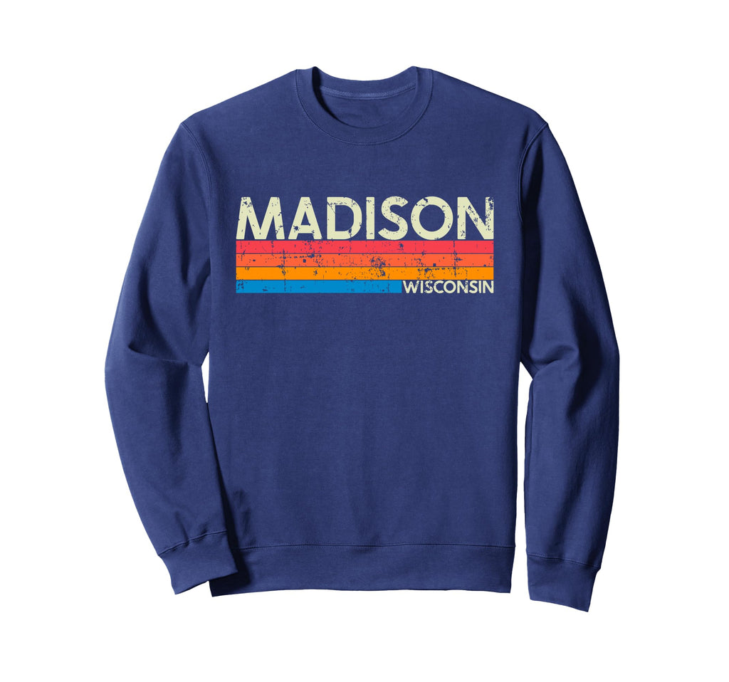 Madison Wisconsin Distressed Sweatshirt - Fun Novelty Design for Adults - T-Shirt, Sweatshirt, Hoodie