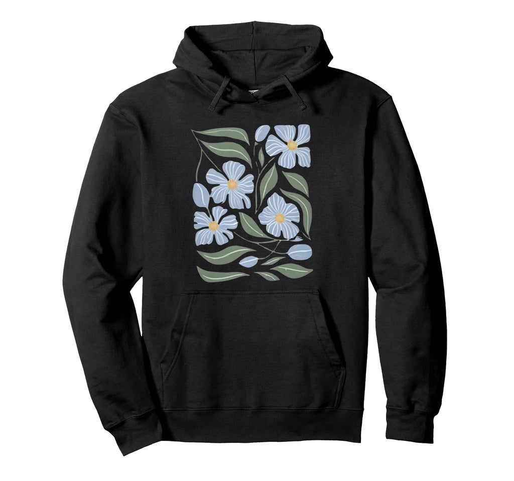 Wildflower Blue Spring Boho Floral Hoodie - Unique Graphic Men Women - T-Shirt, Sweatshirt, Hoodie