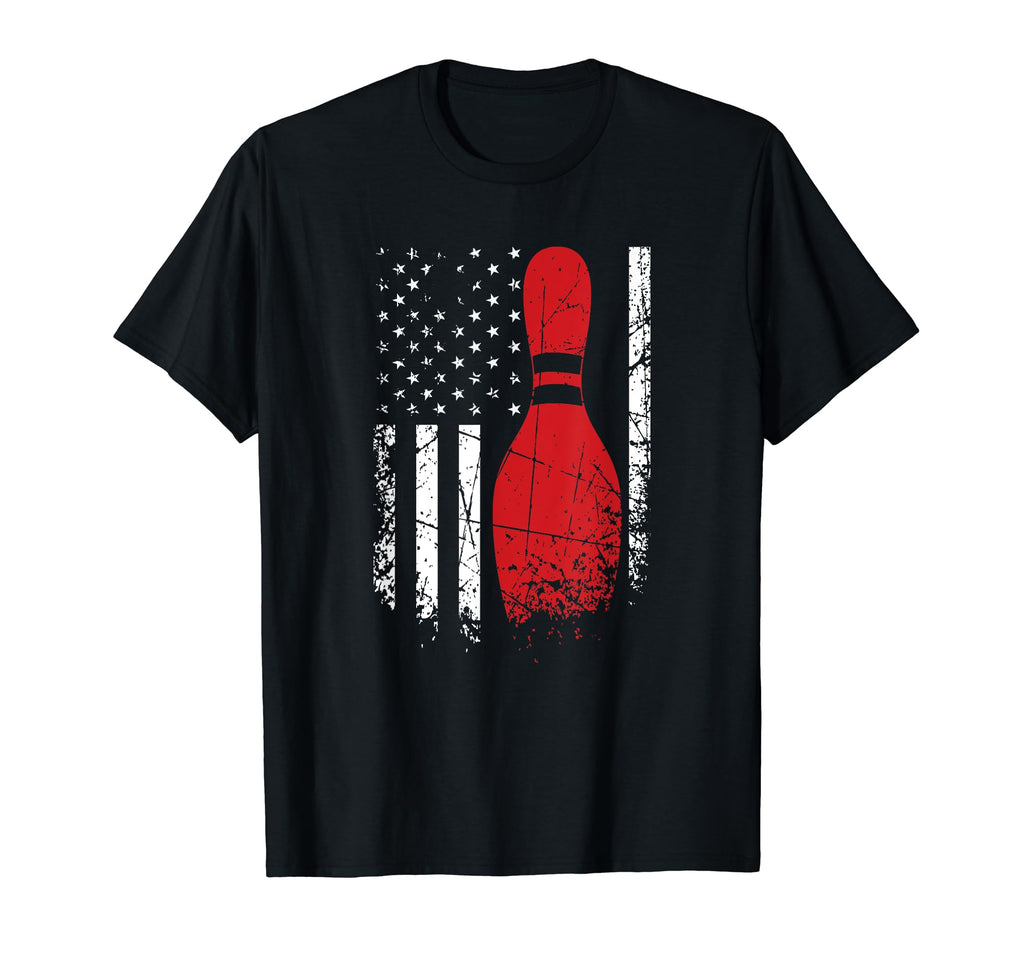 Distressed Patriotic Bowling Flag Bowler T-Shirt - Streetwear Style Unisex - T-Shirt, Sweatshirt, Hoodie
