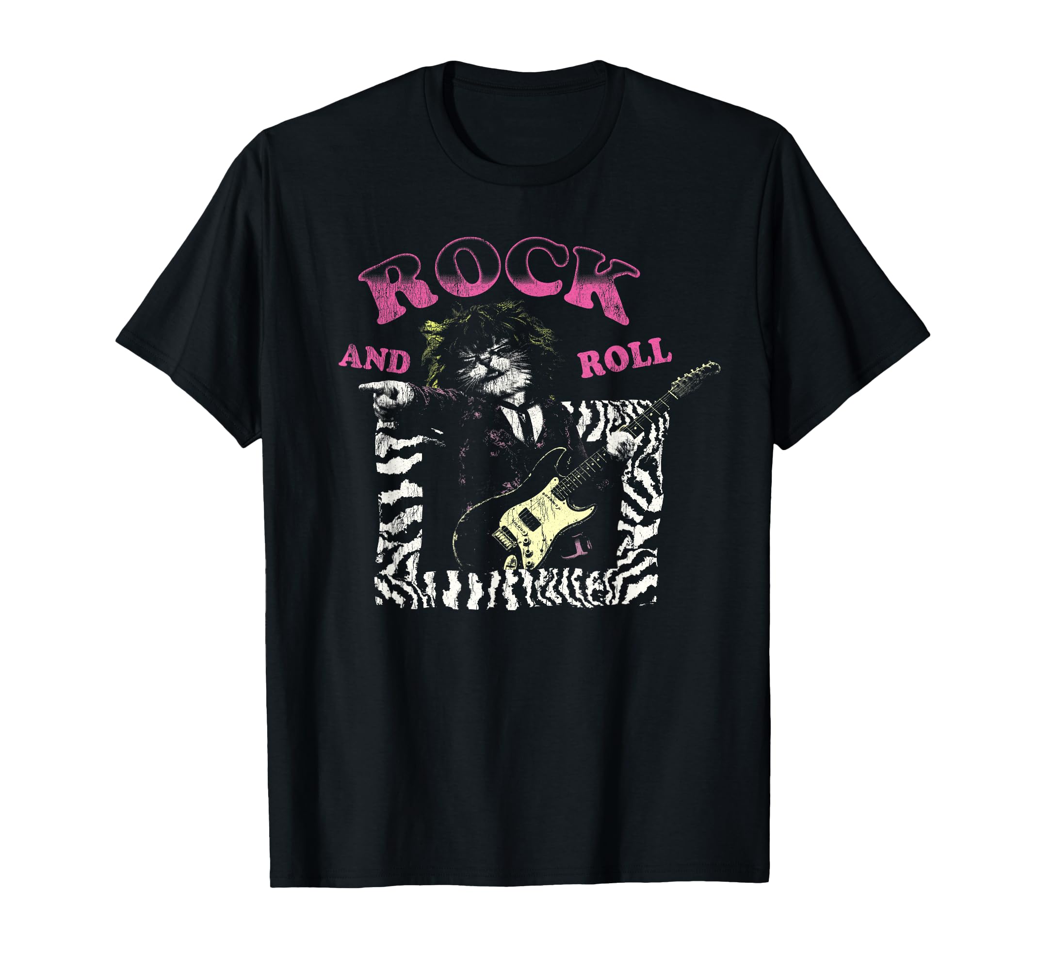 Rock And Roll Cat Guitarist Music Timeless T-Shirt - Graphic Print Unisex - T-Shirt, Sweatshirt, Hoodie