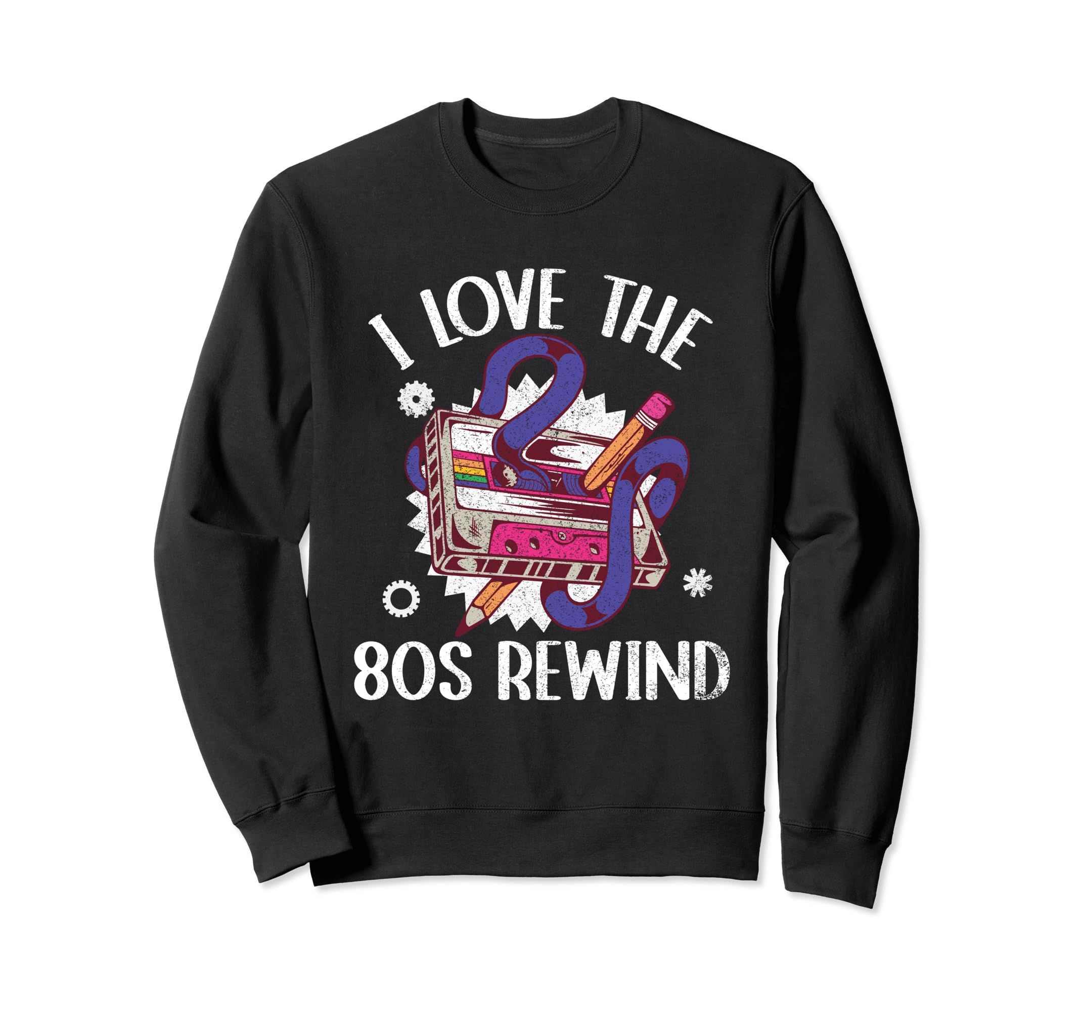 I Love 80S Rewind 80S Cassette Tape Sweatshirt - Graphic Print Unisex - T-Shirt, Sweatshirt, Hoodie