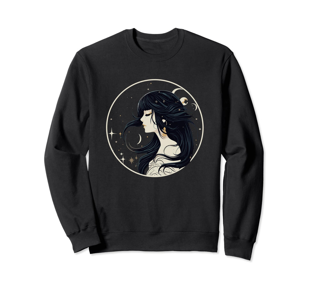 Gothic Dreams Witch Moon And Stars Sweatshirt - Trendy Graphic for Adults - T-Shirt, Sweatshirt, Hoodie