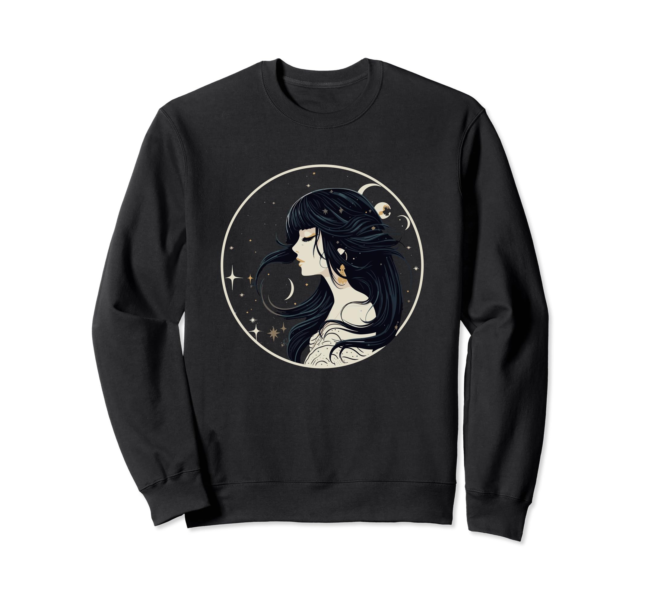 Gothic Dreams Witch Moon And Stars Sweatshirt - Trendy Graphic for Adults - T-Shirt, Sweatshirt, Hoodie