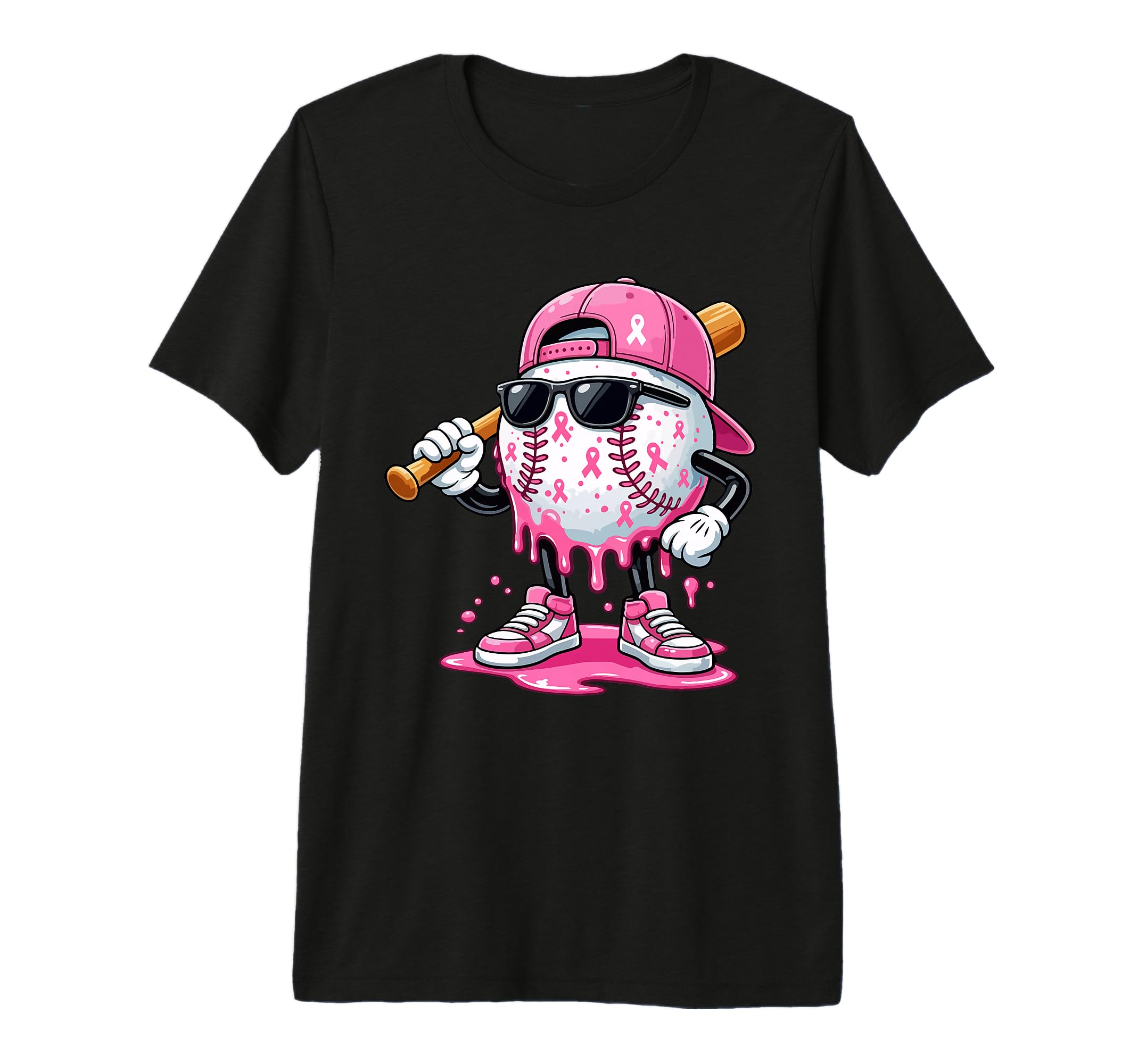Baseball Drip Ice Cream Breast Cancer T-Shirt - Trendy Graphic Unisex - T-Shirt, Sweatshirt, Hoodie