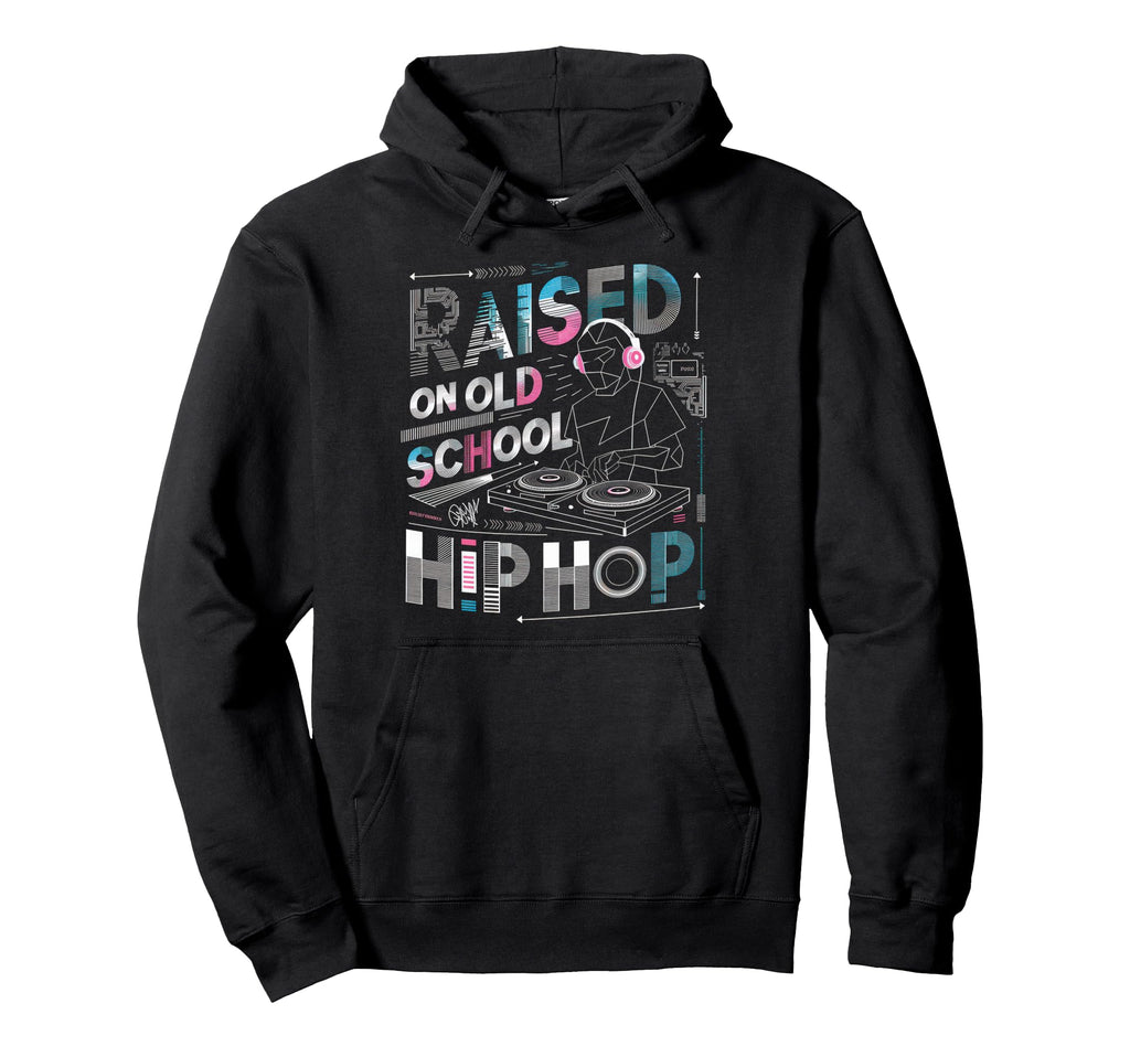Raised Old School Graffiti Rap Hip Hoodie - Minimalist Print for Adults - T-Shirt, Sweatshirt, Hoodie