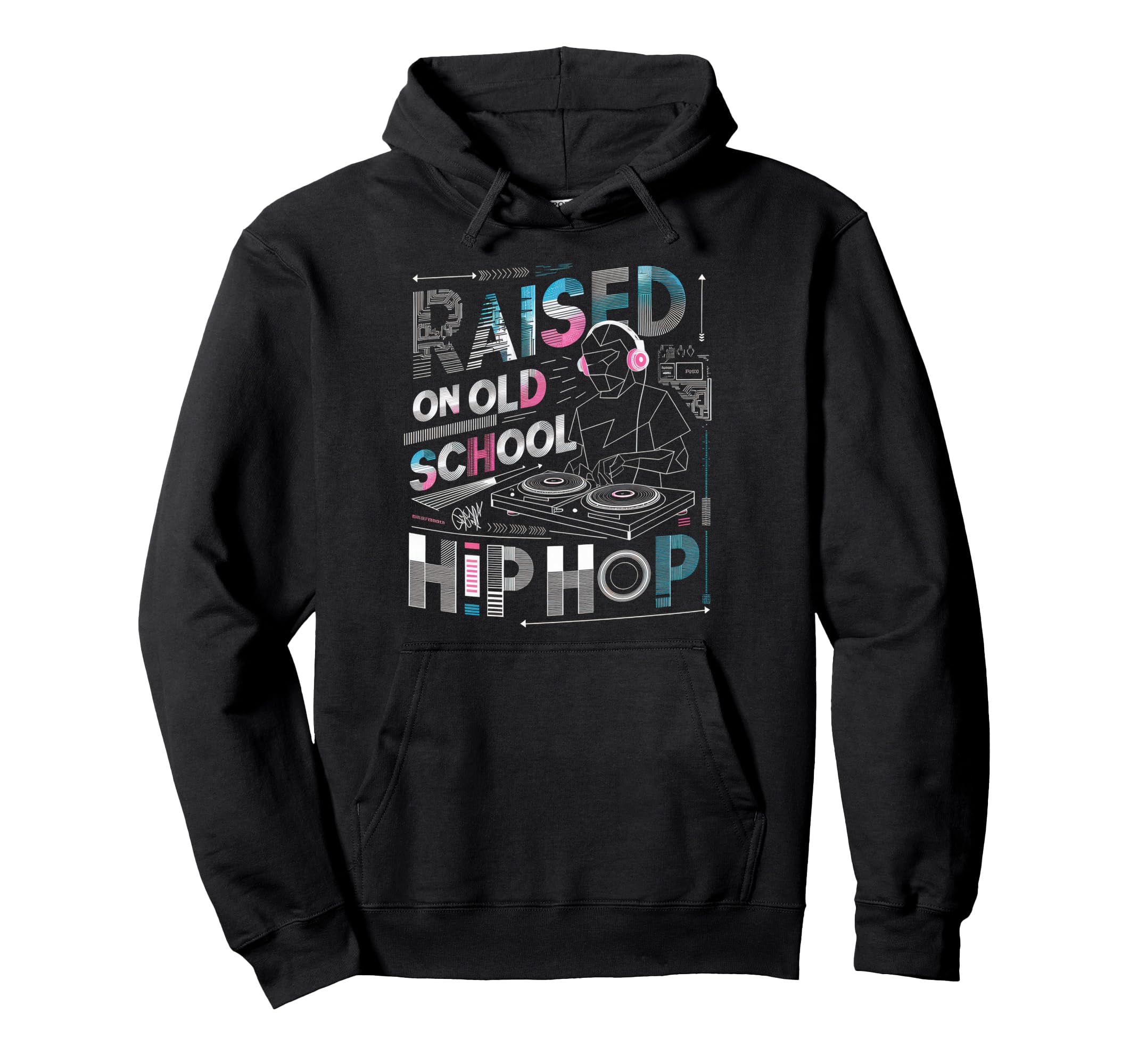 Raised Old School Graffiti Rap Hip Hoodie - Minimalist Print for Adults - T-Shirt, Sweatshirt, Hoodie