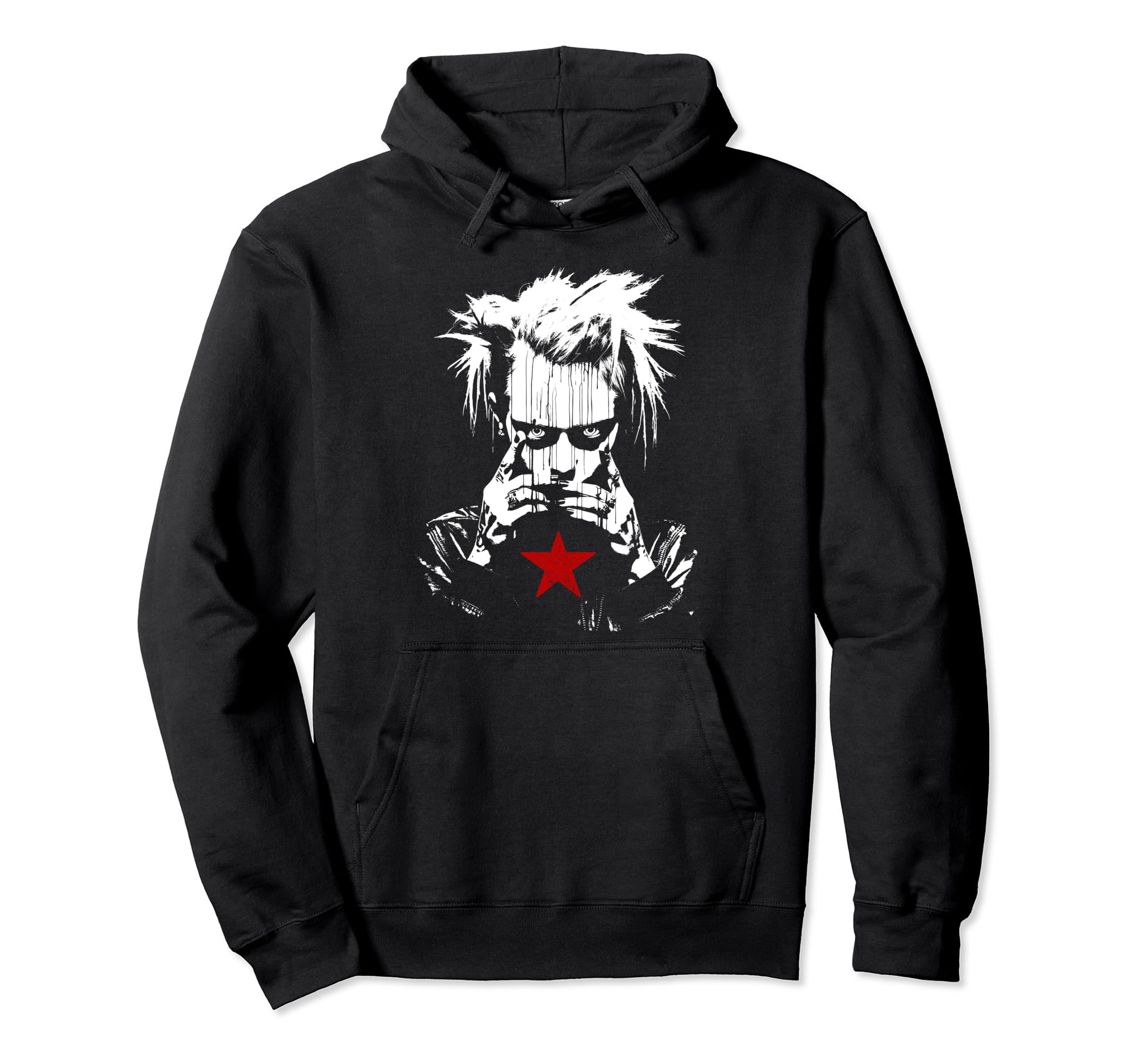 Grunge Distressed Punk And Red Color Hoodie - Aesthetic Graphic for Adults - T-Shirt, Sweatshirt, Hoodie