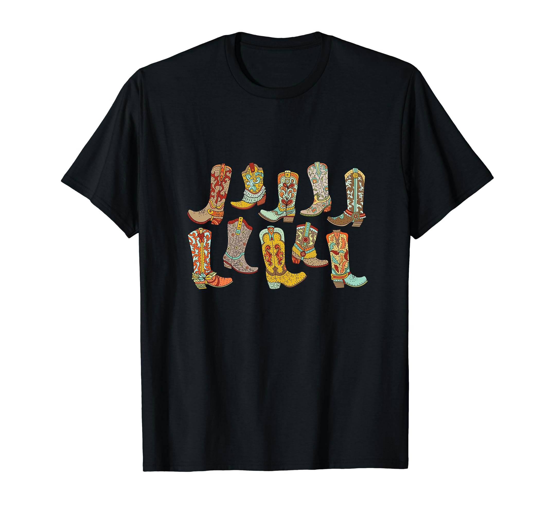 Cowgirl Boots Colorful Fancy Western T-Shirt - Aesthetic Graphic Unisex - T-Shirt, Sweatshirt, Hoodie
