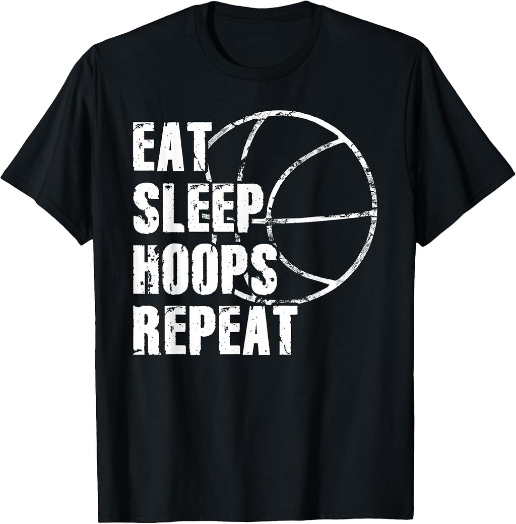 Eat Sleep Hoops Repeat Girls Basketball Stuff - Adult & Kids T-Shirts, Sweatshirts & Hoodies apparel design preview 1