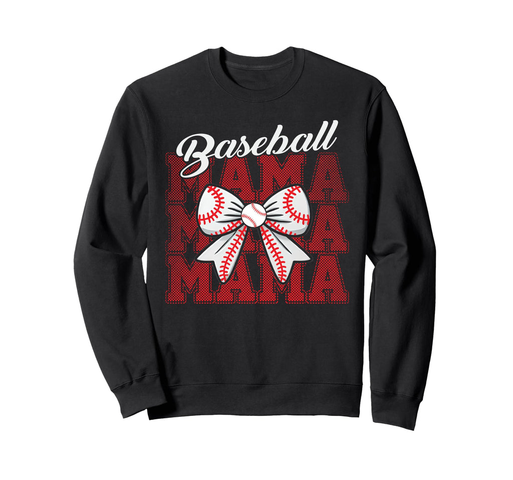 Baseball Mama Bow Mothers Ball Sweatshirt - Fun Novelty Design for Adults - T-Shirt, Sweatshirt, Hoodie