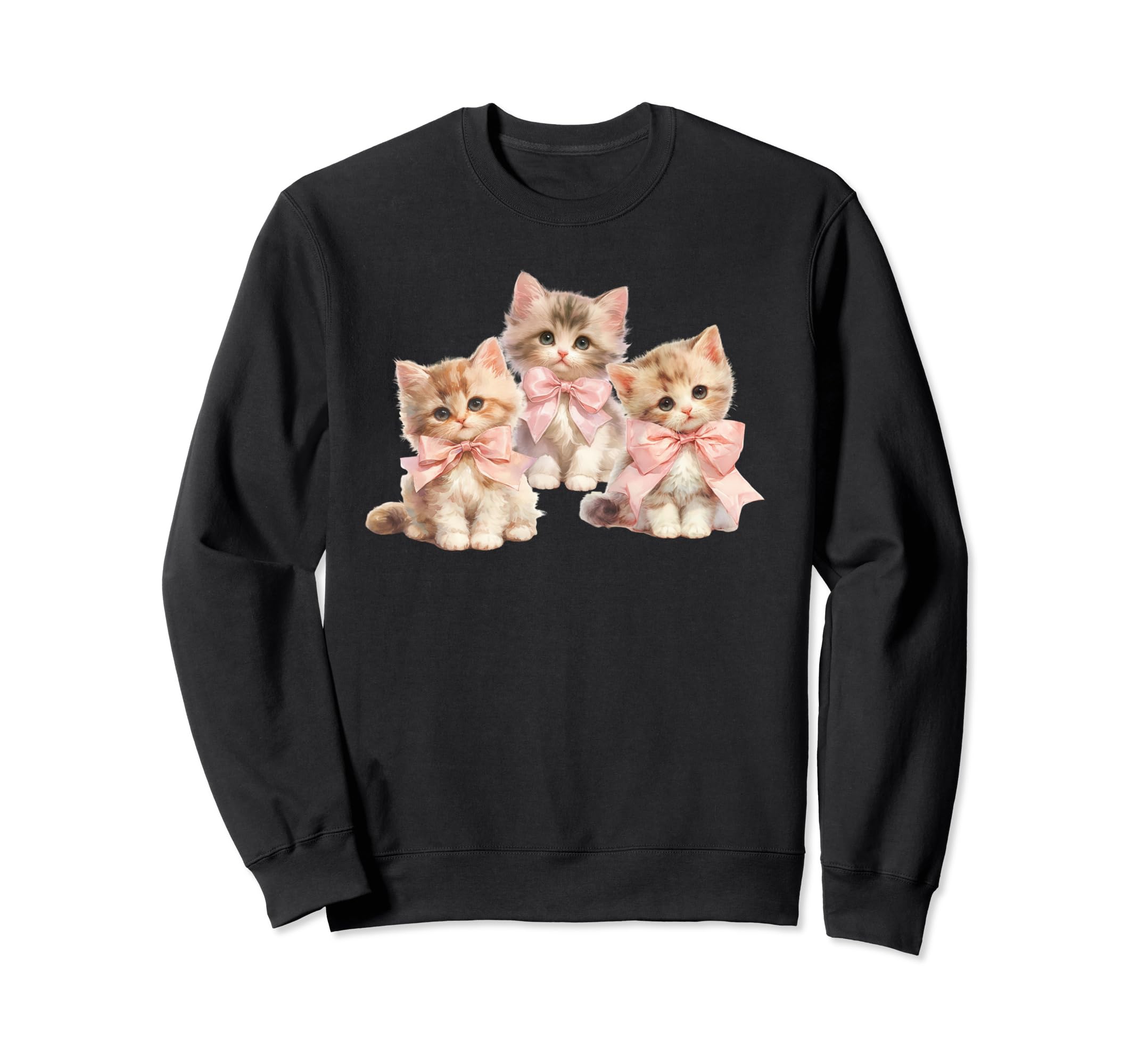 Kittens Bows Coquette Aesthetic Sweatshirt - Minimalist Print Men Women - T-Shirt, Sweatshirt, Hoodie