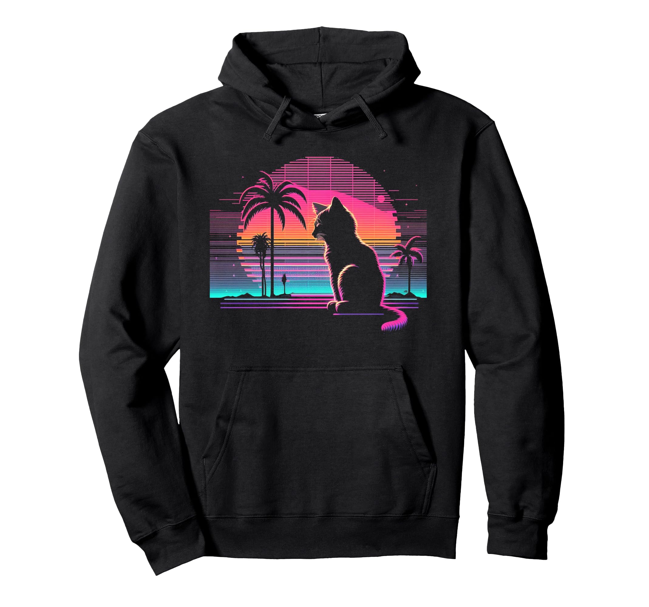 Cat Vaporwave Retrowave Aesthetic Hoodie - Trendy Graphic for Adults - T-Shirt, Sweatshirt, Hoodie